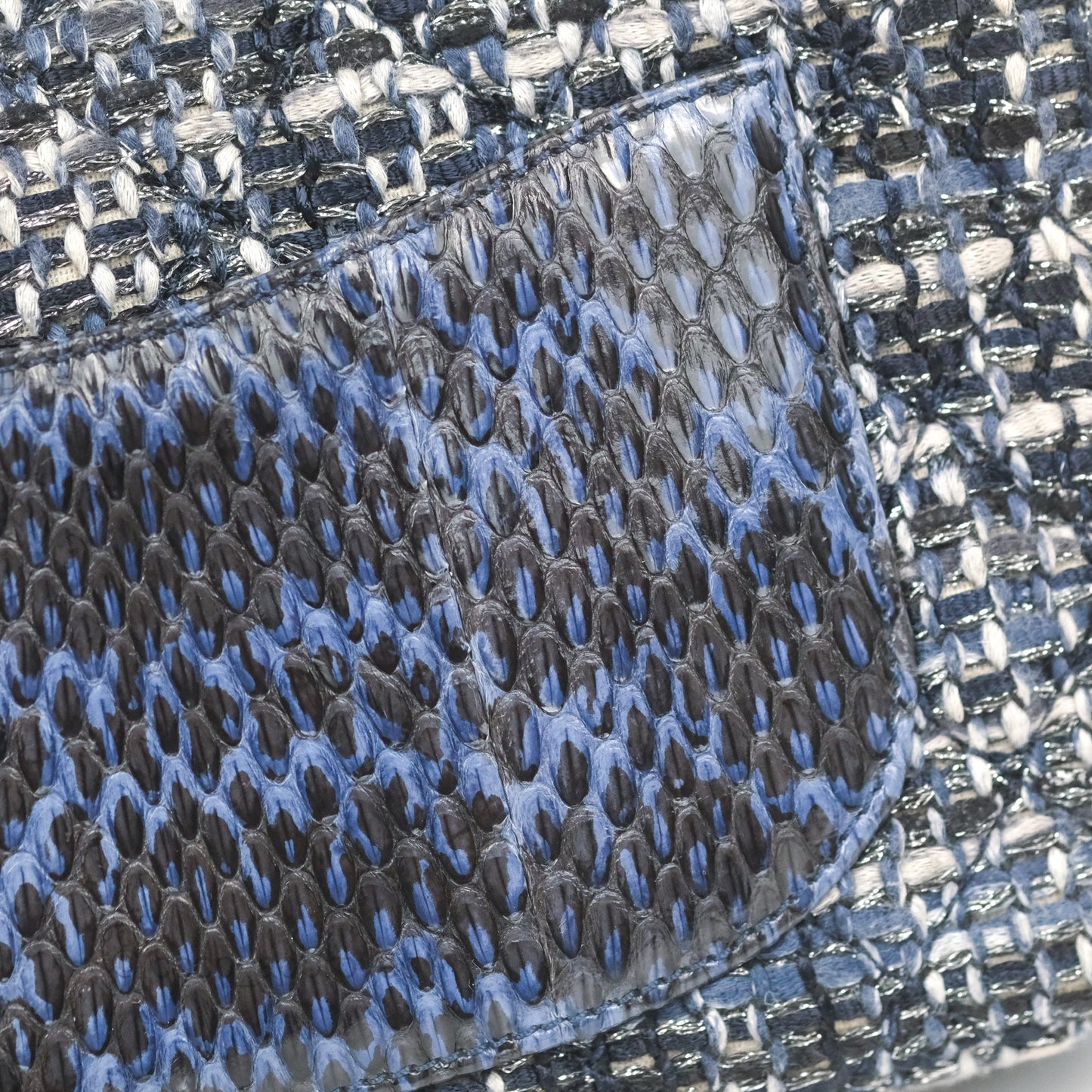Chanel Quilted Small CC Filigree Flap Navy Tweed Python 18S