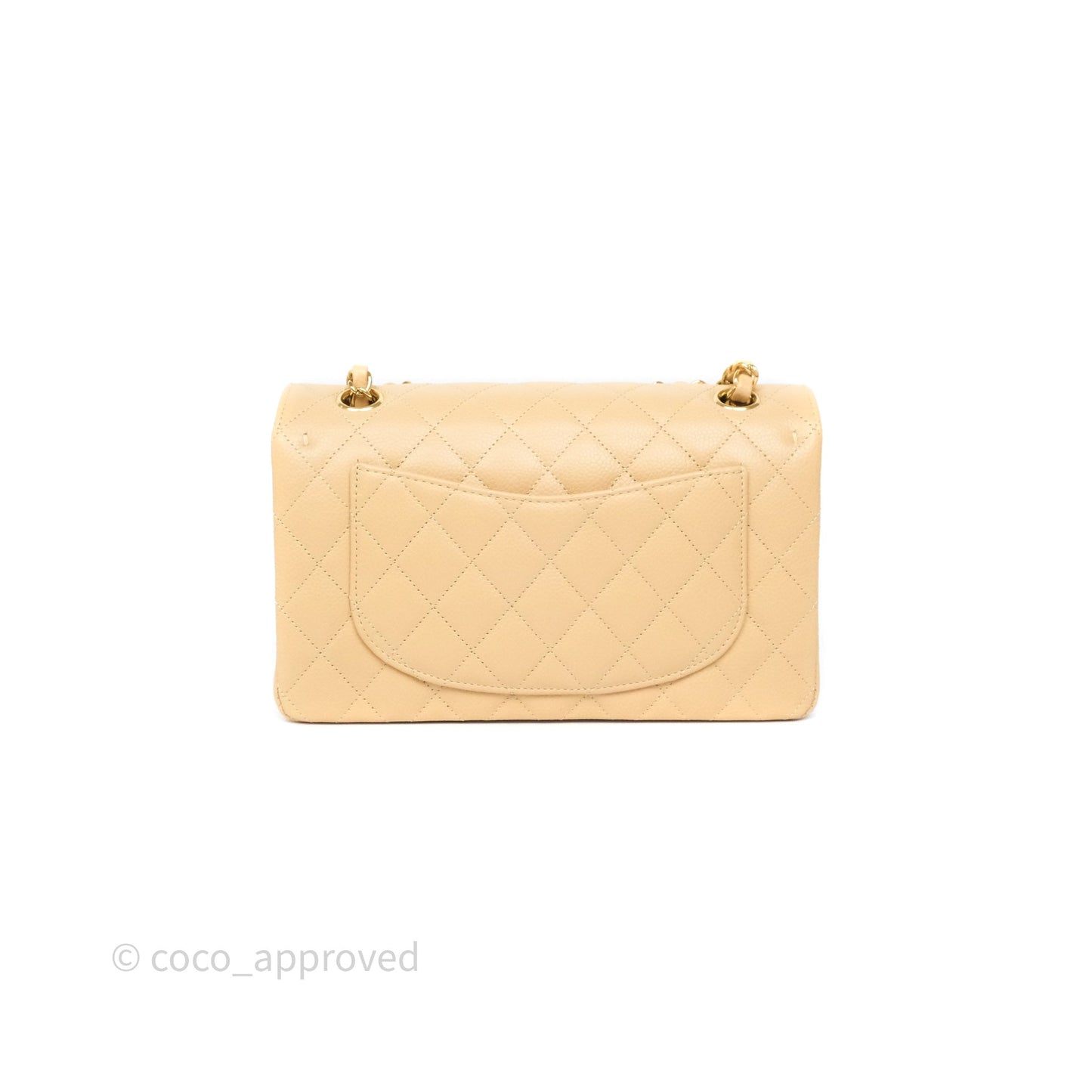 Chanel Small Classic Flap Quilted Beige Caviar Gold Hardware
