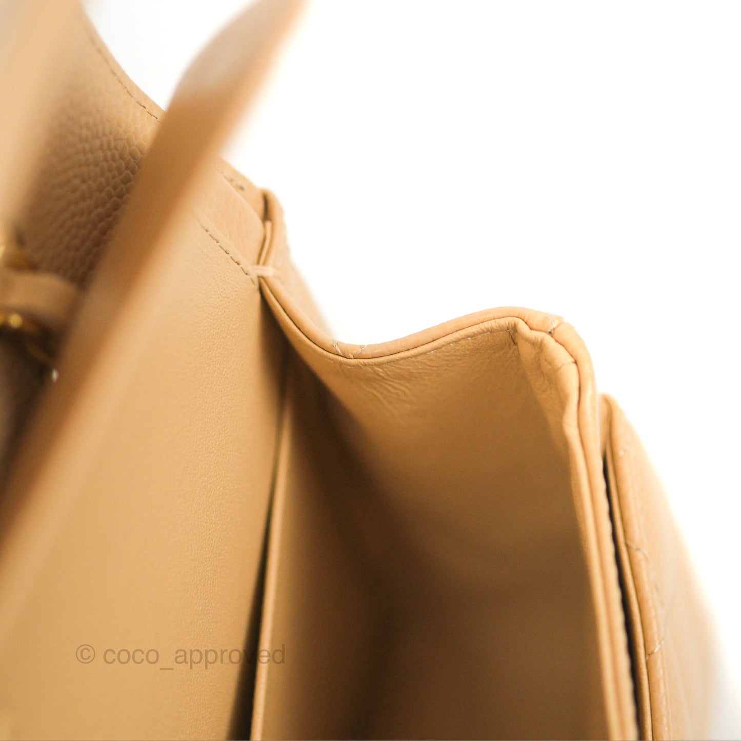 Chanel Classic M/L Medium Flap Quilted Beige Caviar Gold Hardware