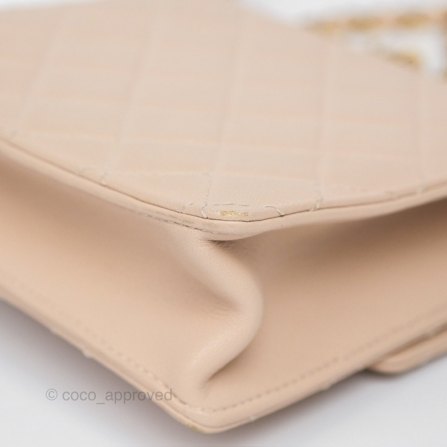 Chanel Quilted Chic Pearls Flap Beige Pink Goatskin Aged Gold Hardware