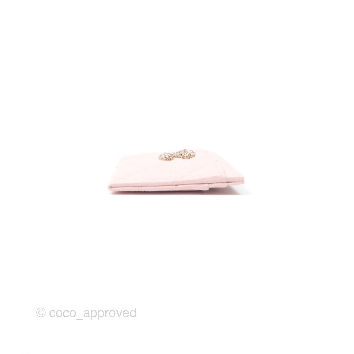 Chanel Quilted Flat Card Holder Light Pink Caviar