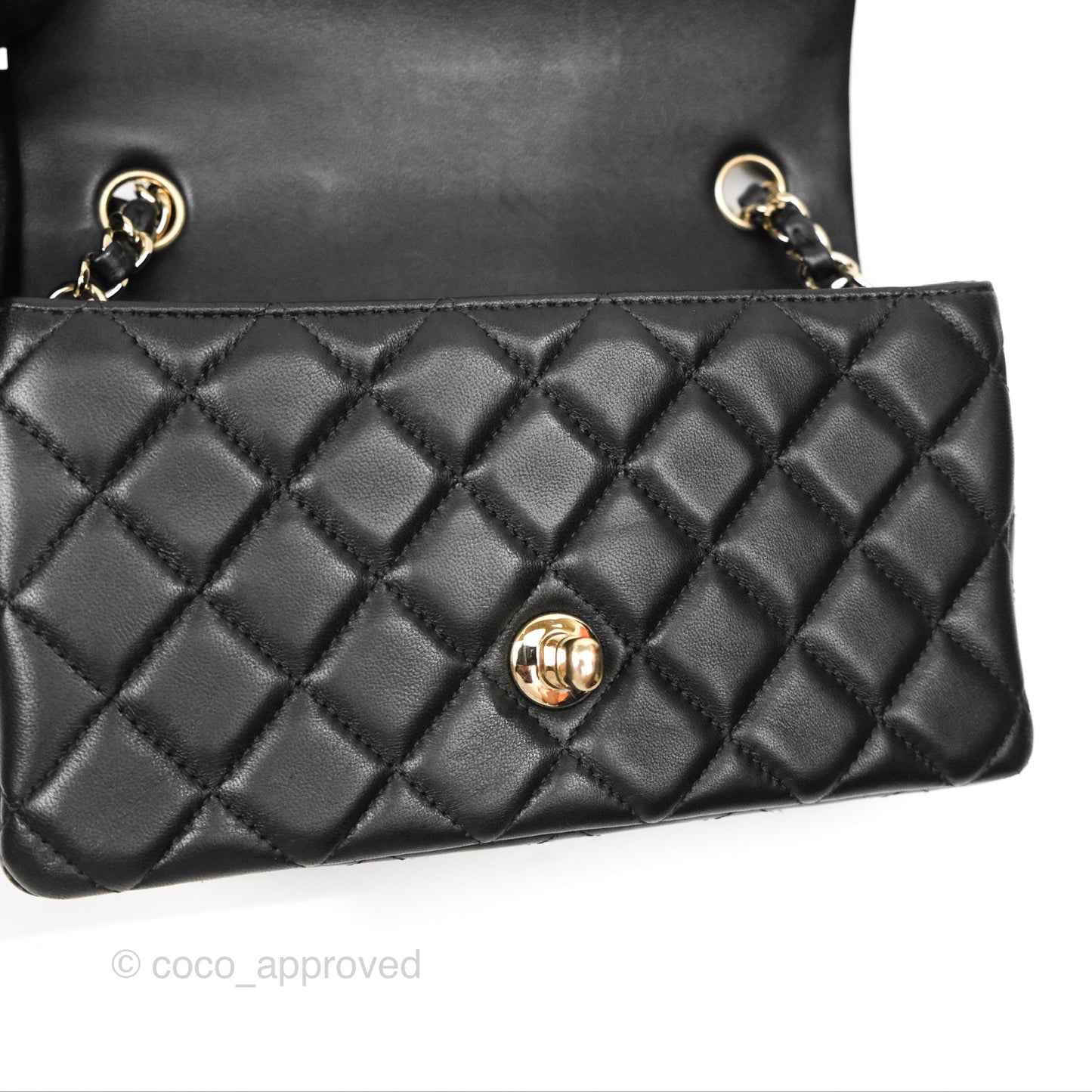 Chanel Quilted Mini Rectangular Black Lambskin Gold Hardware