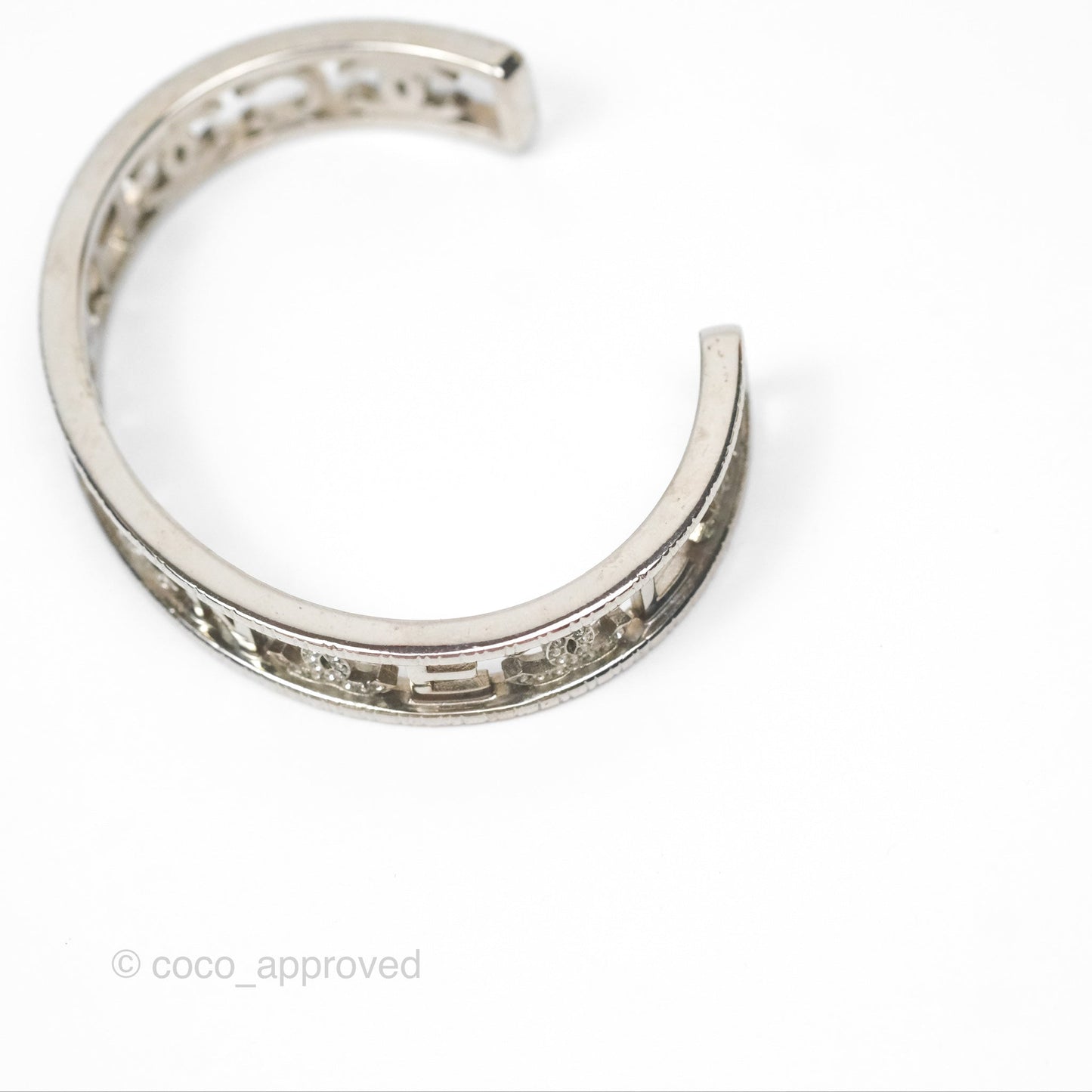 Chanel Logo CC Crystals Bangle Silver Tone 22A