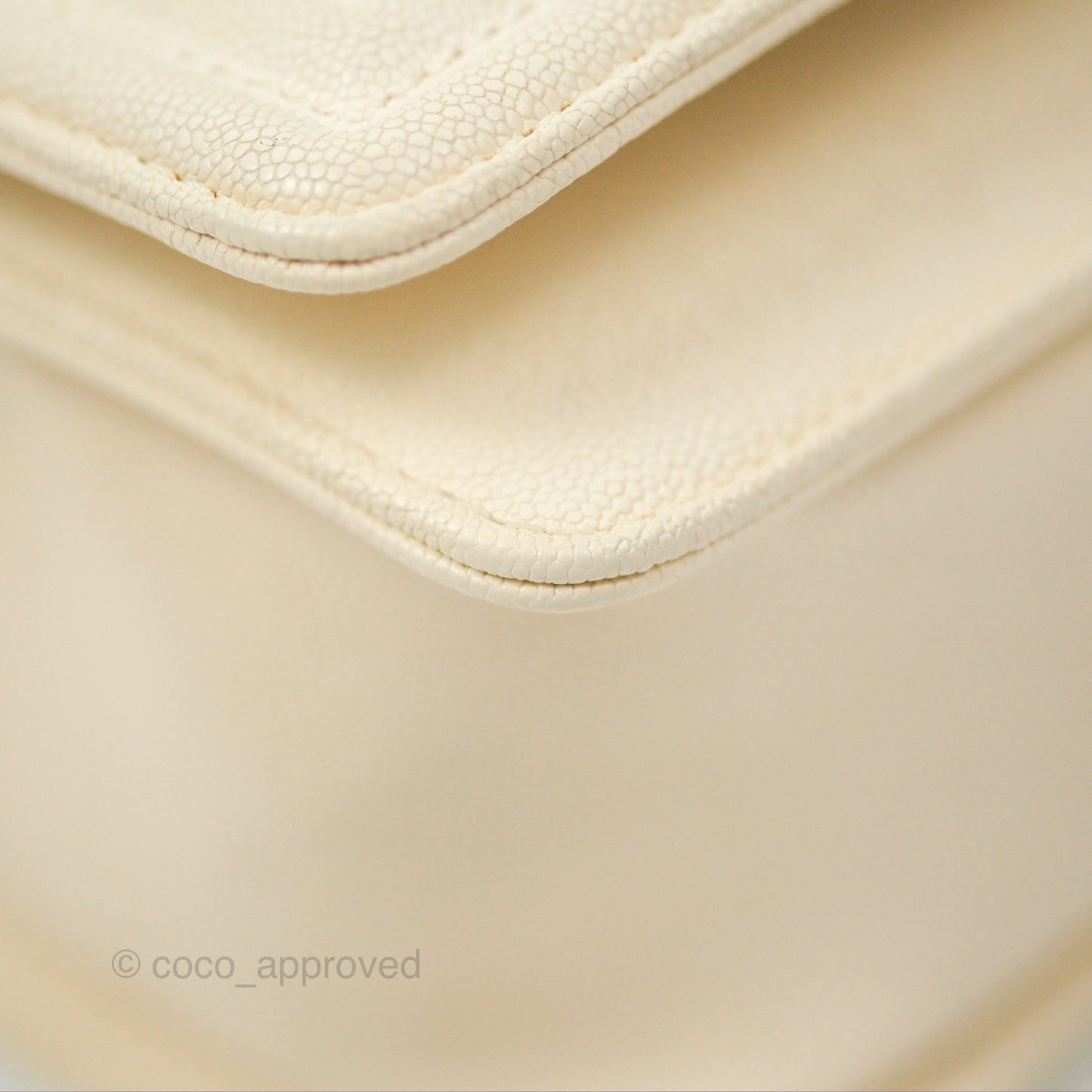 Chanel Medium Boy Quilted Ivory Caviar Aged Gold Hardware