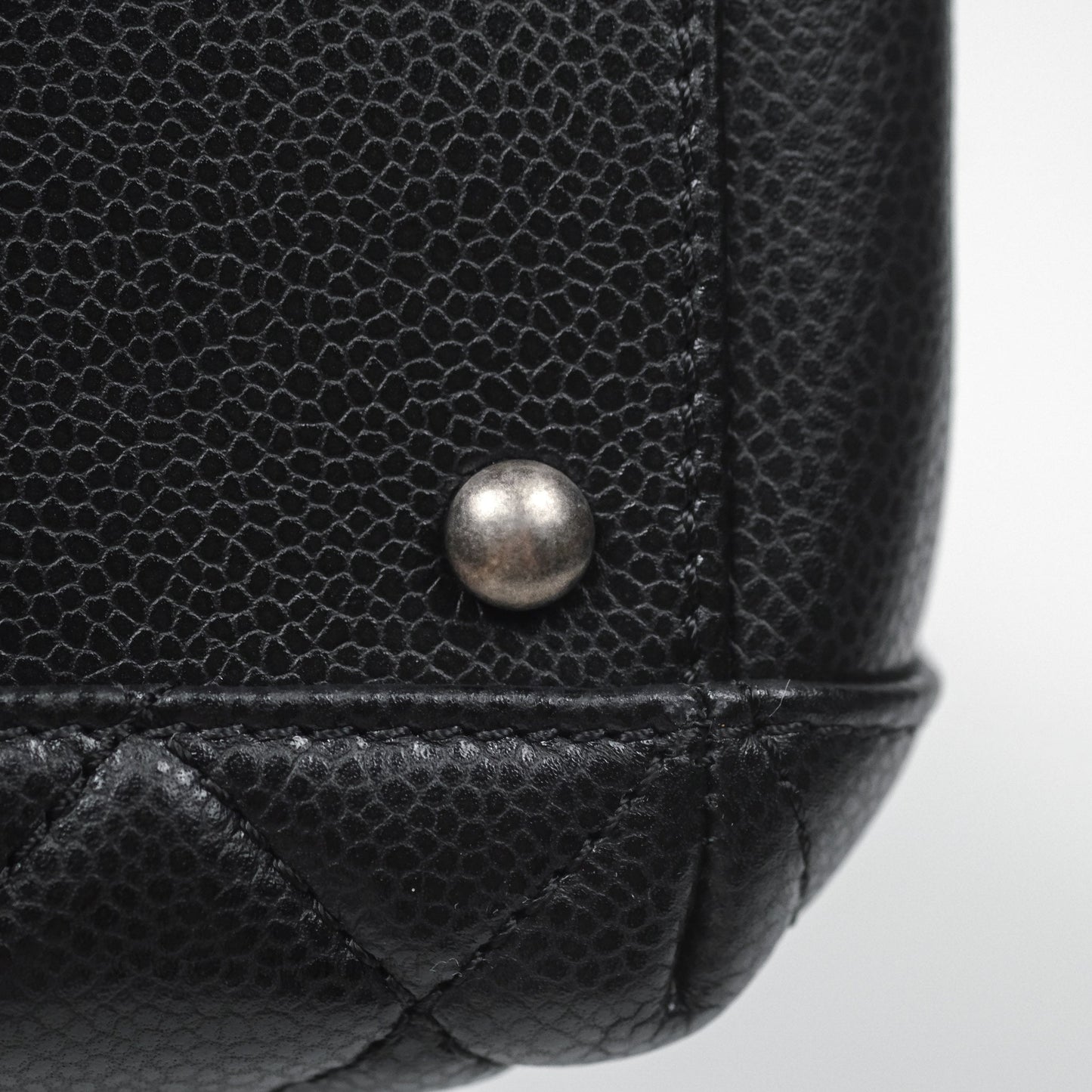 Chanel Quilted Small City Shopping Bag Black Caviar Ruthenium Hardware