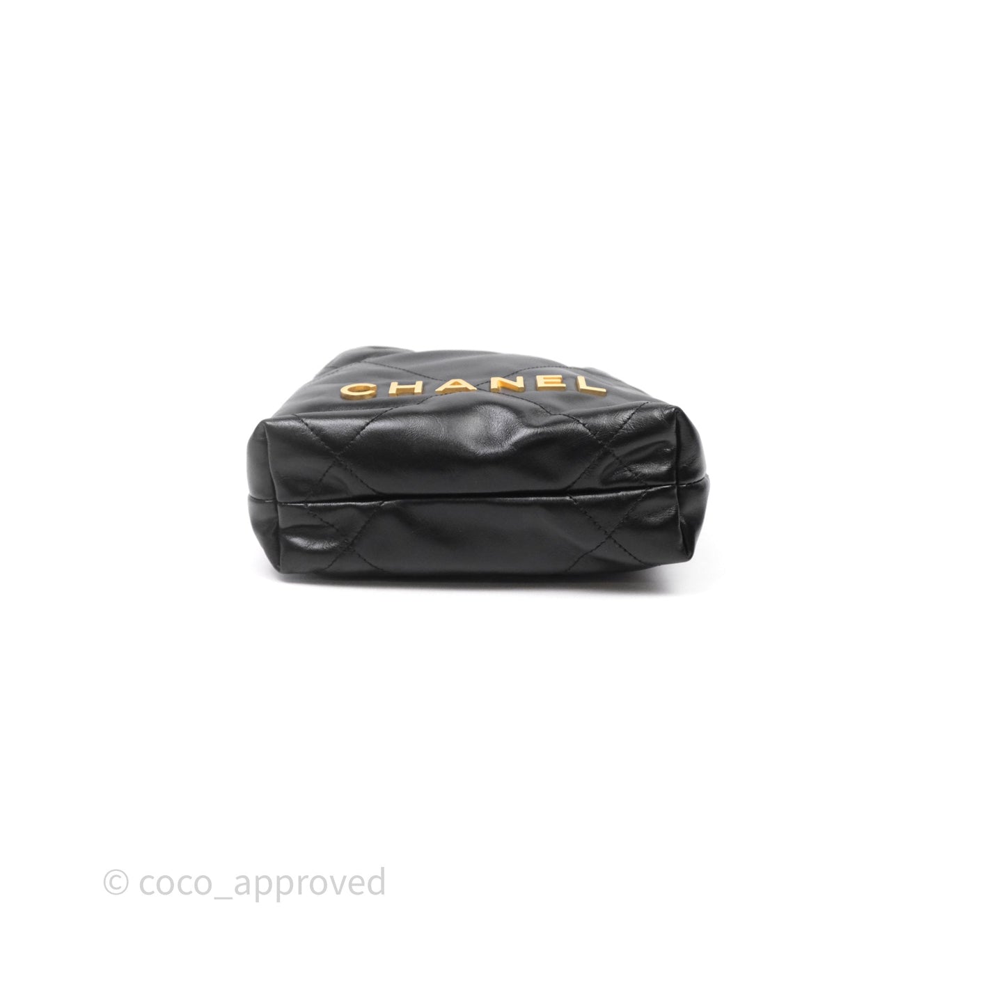 Chanel 22 Mini Bag Black Crumpled Calfskin Aged Gold Hardware