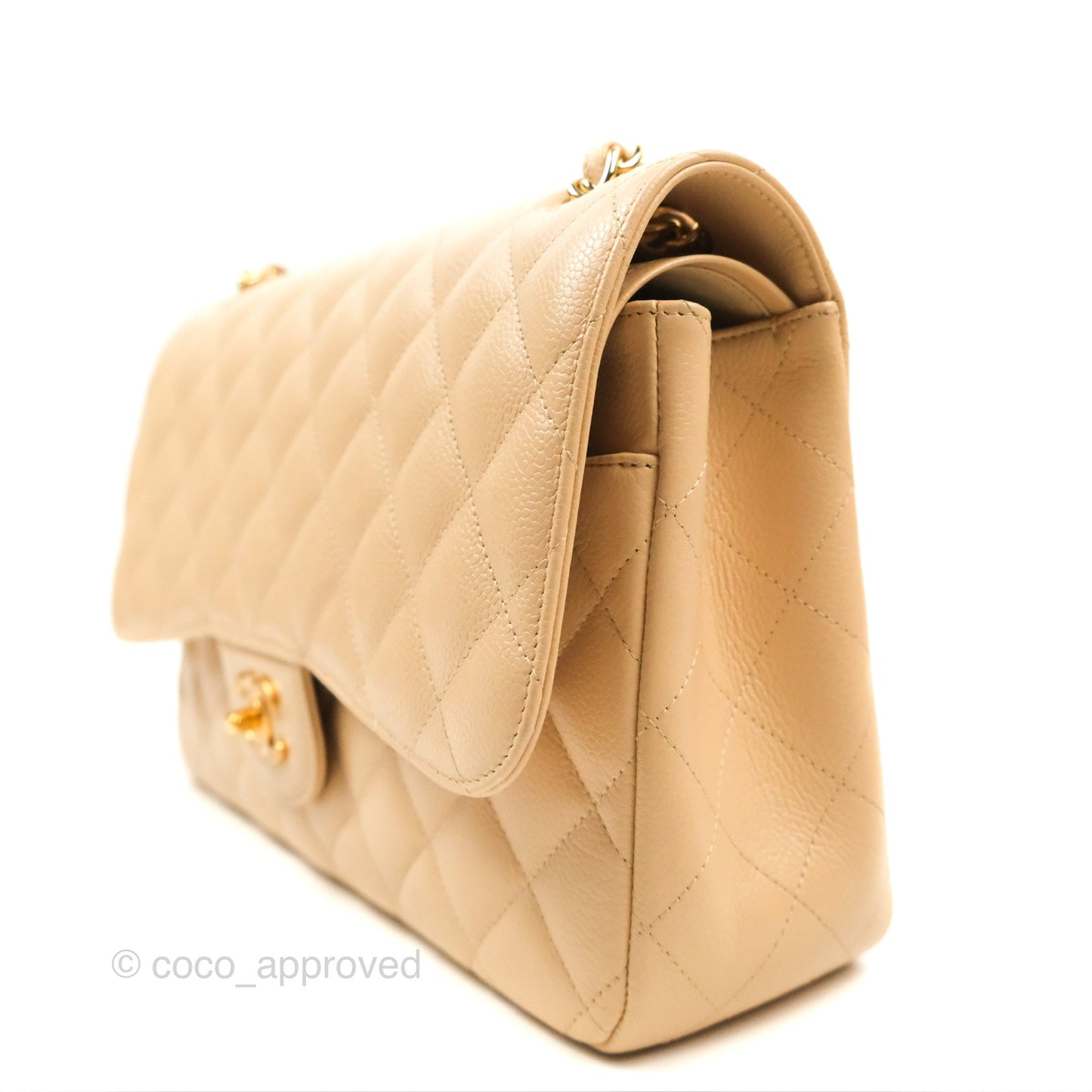 Chanel Jumbo Double Flap Beige Caviar Gold Hardware⁣⁣