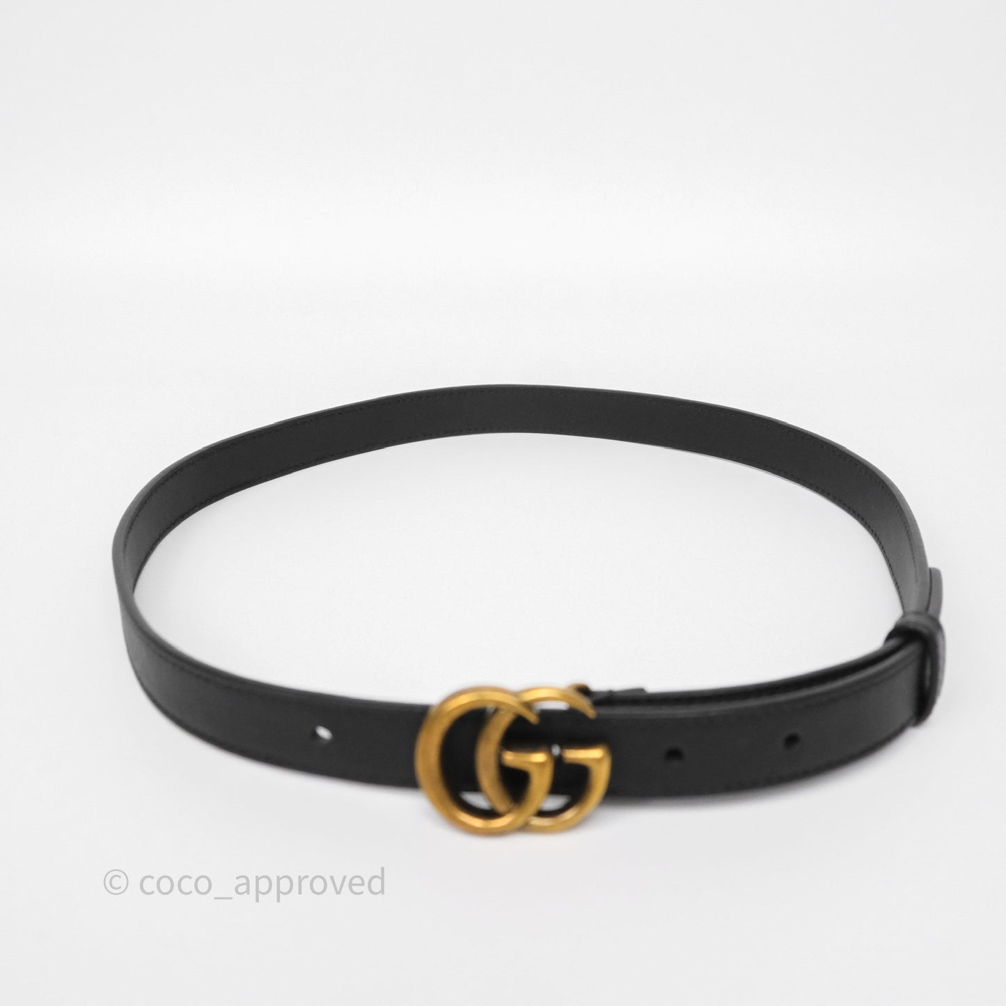 Gucci Double GG 20mm Belt 75 30 Black Calfskin