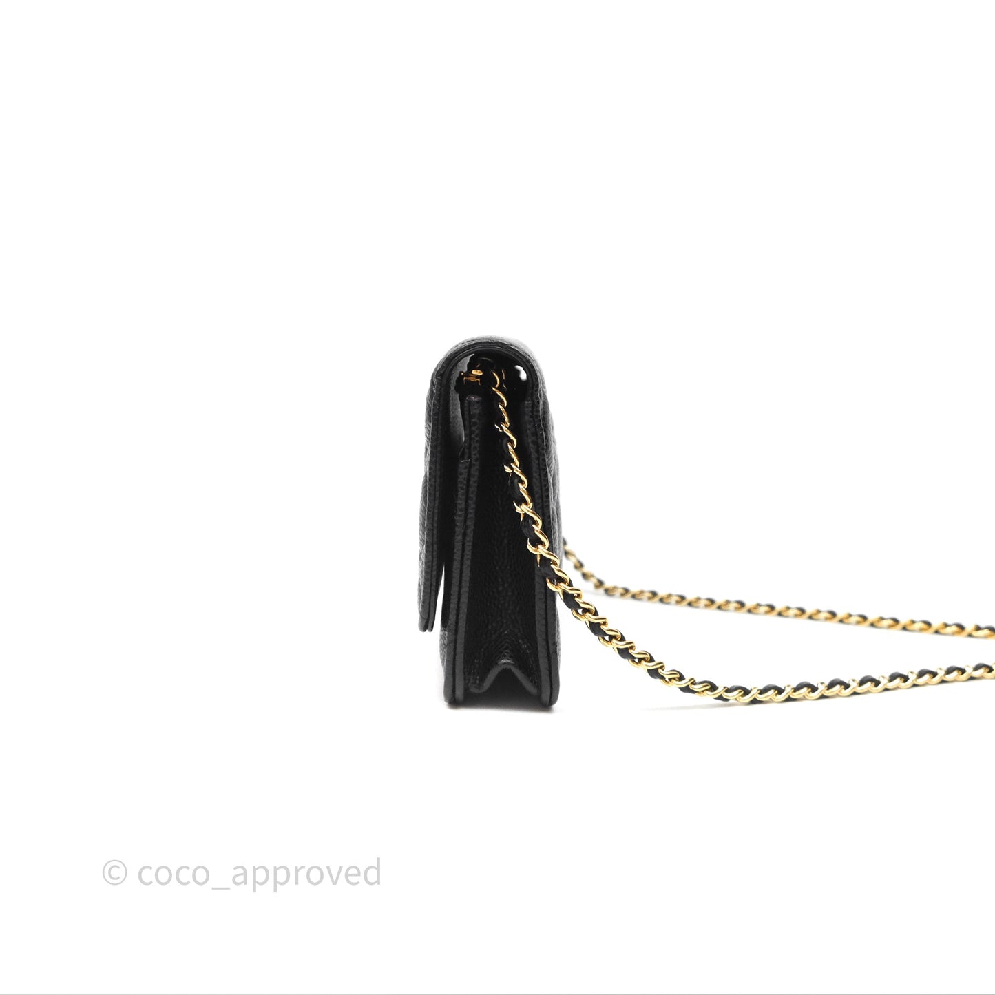 Chanel Classic Wallet On Chain WOC Quilted Black Caviar Gold Hardware