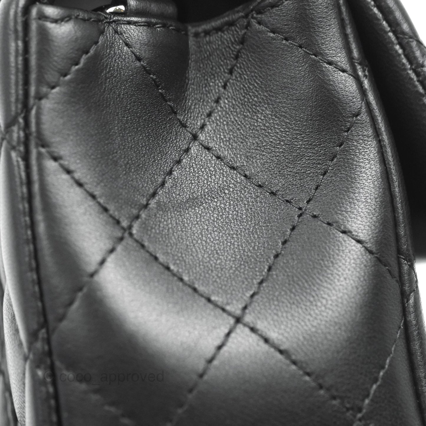 Chanel Quilted Mini Rectangular Flap Black Lambskin Silver Hardware