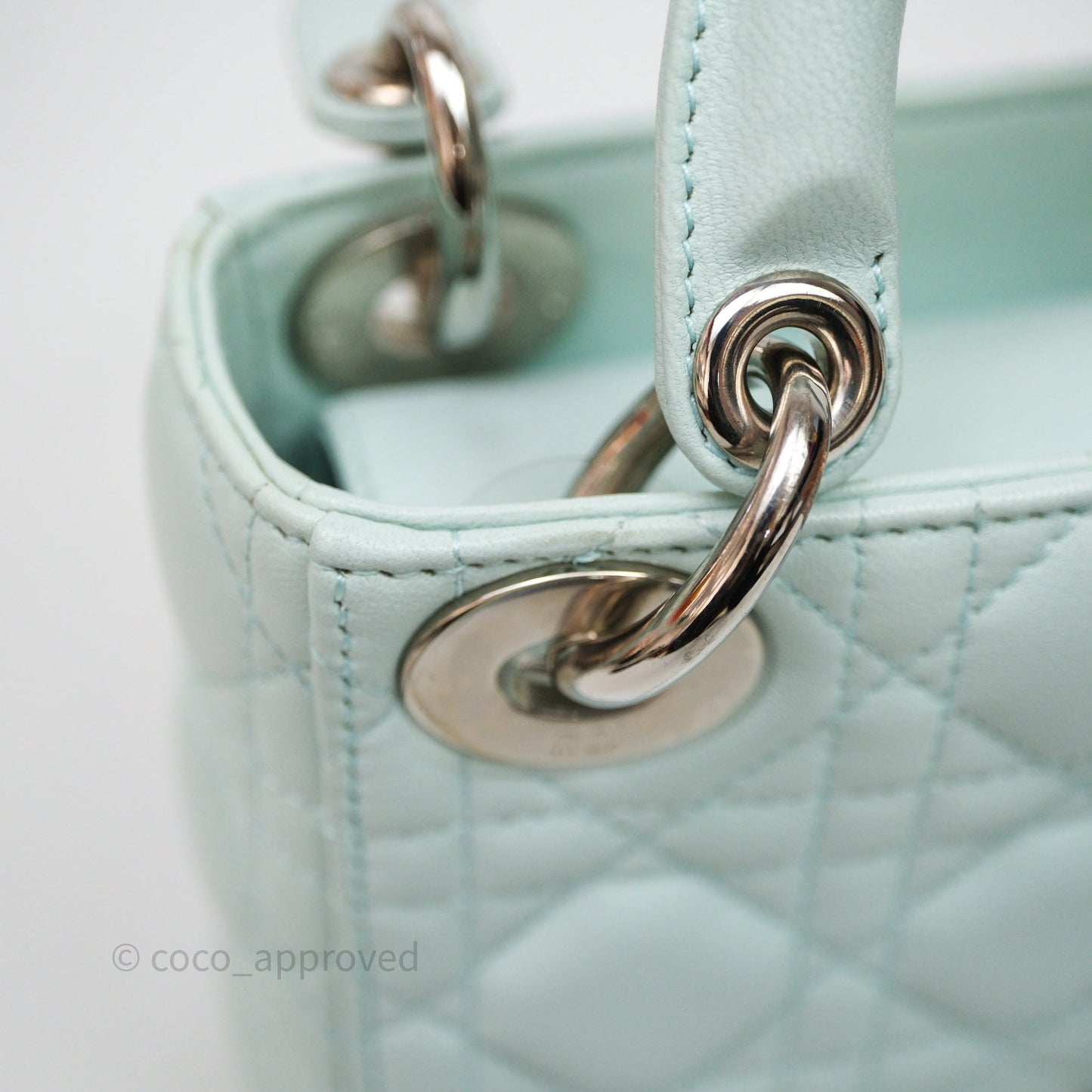 Christian Dior Mirco Lady Dior Cannage Calfskin Light Green Matte