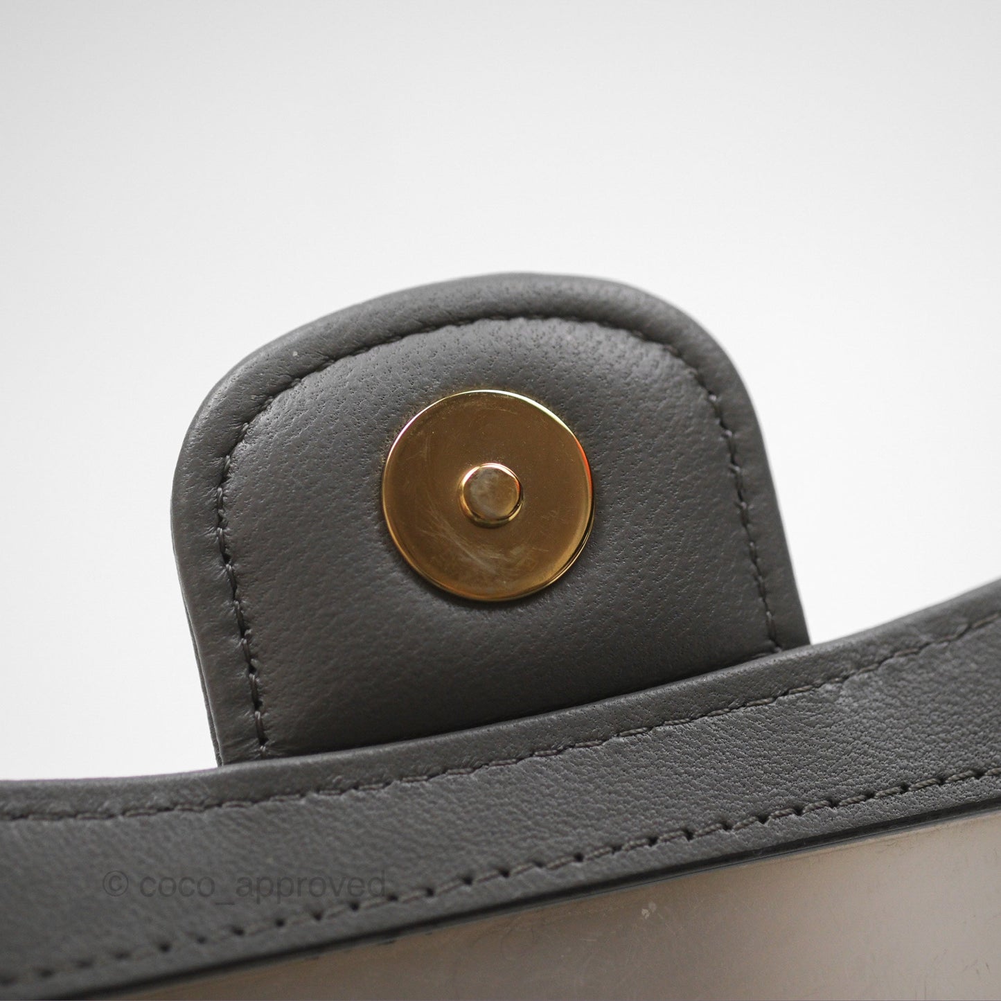 Chanel Mini Handle Clutch With Chain Grey Lambskin Gold Hardware