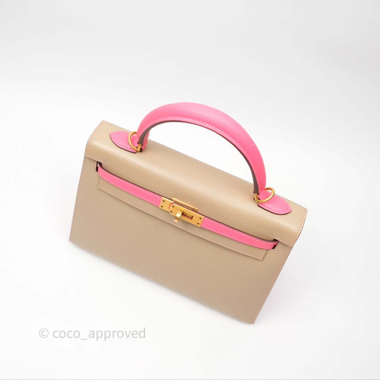 Hermès Kelly 25 Sellier Begie/Pink Epsom Gold Hardware
