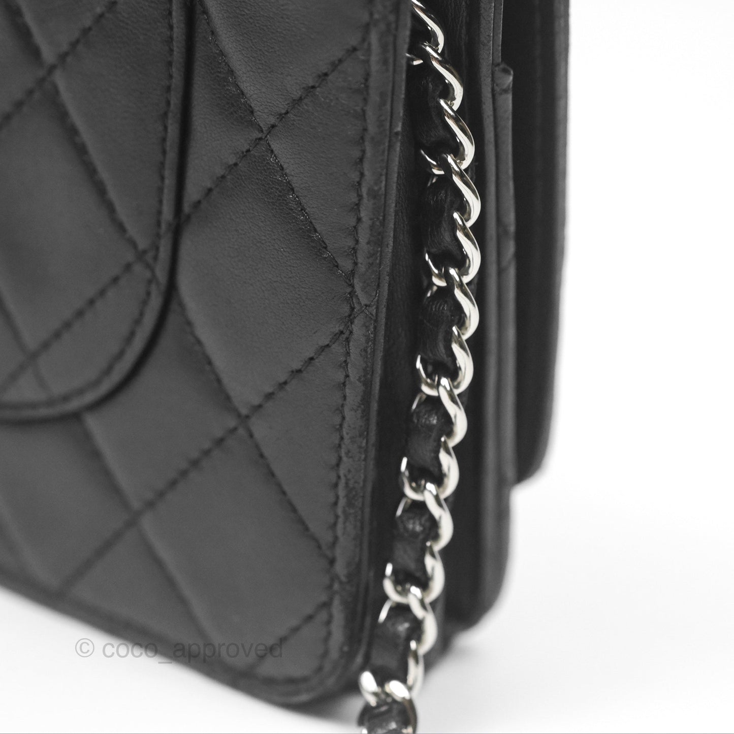 Chanel Quilted Wallet on Chain WOC Black Lambskin Palladium Hardware