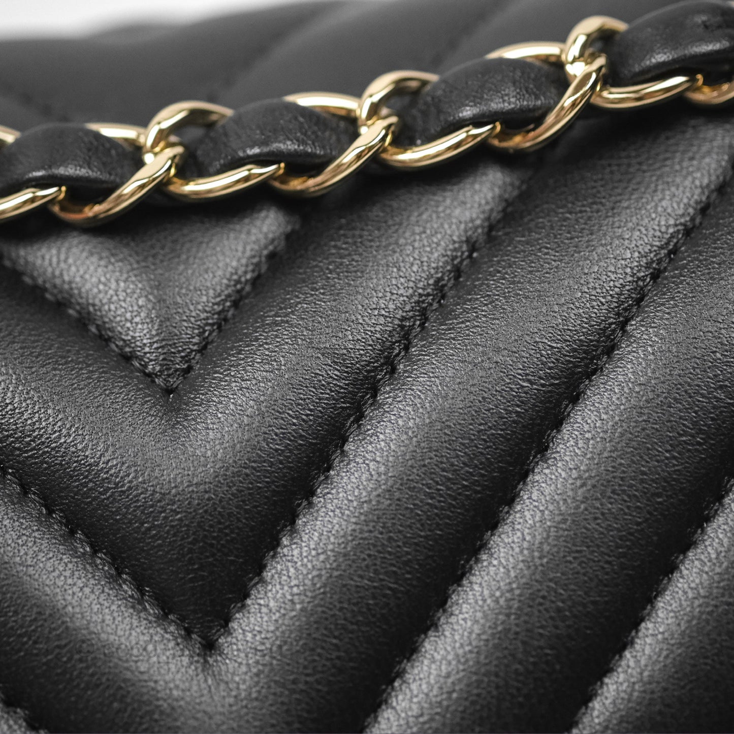 Chanel Small Classic Flap Chevron Black Lambskin Gold Hardware