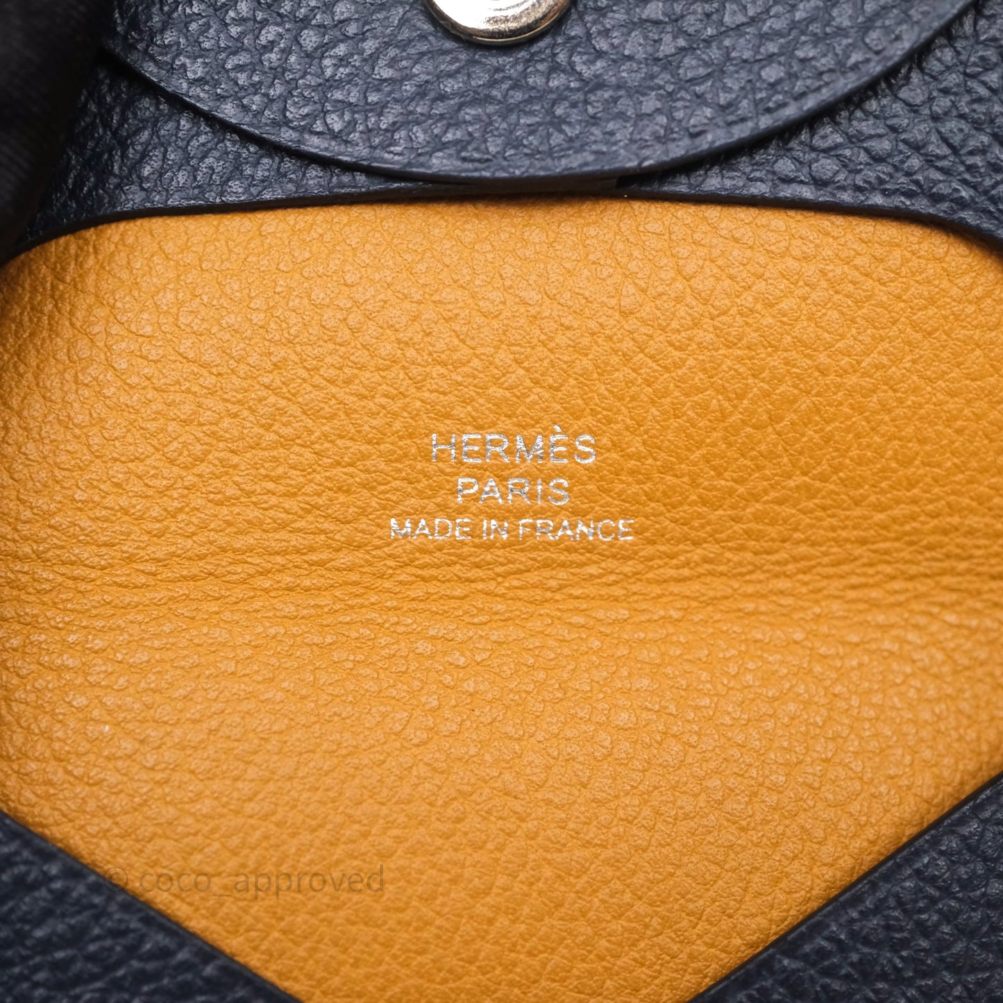 Hermès Bastia Coin Purse Bleu Nuit 2Z/ Caramel 28 Evercolor