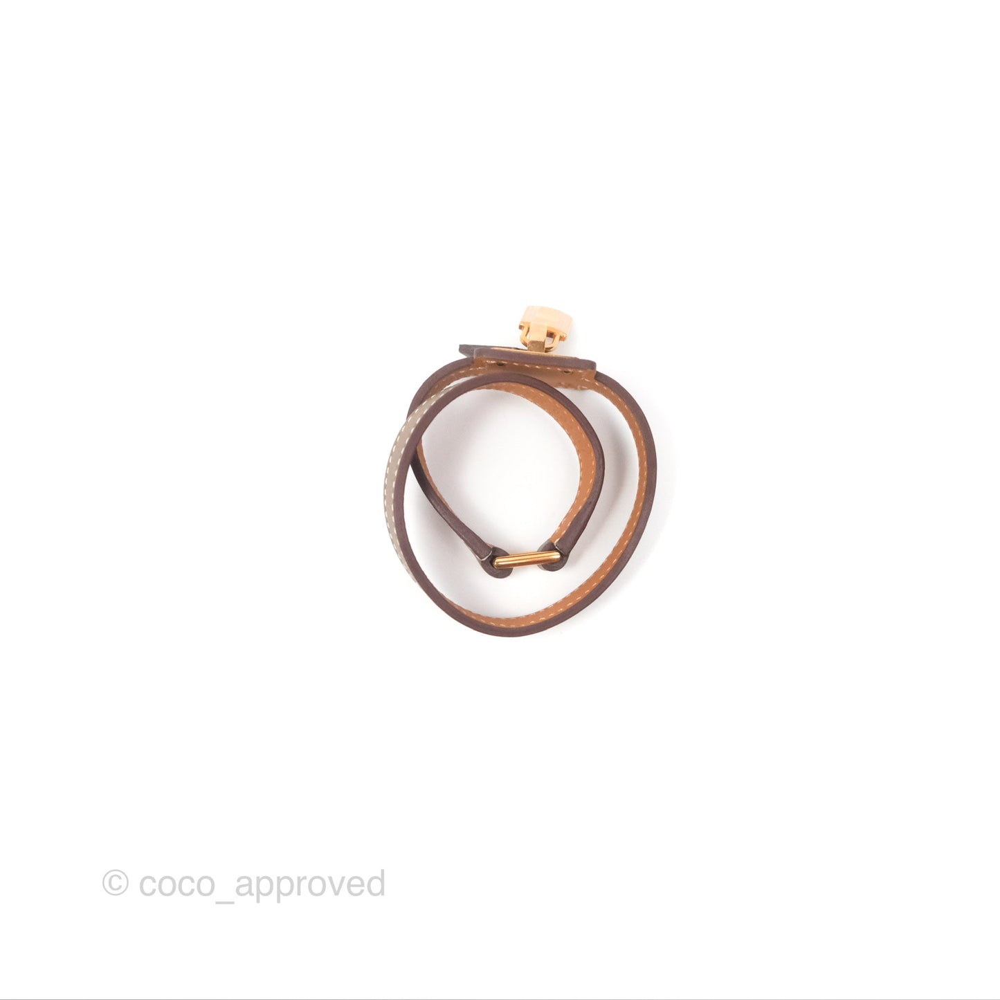 Hermès O'Kelly Double Tour Bracelet Etoupe Swift Rose Gold Hardware