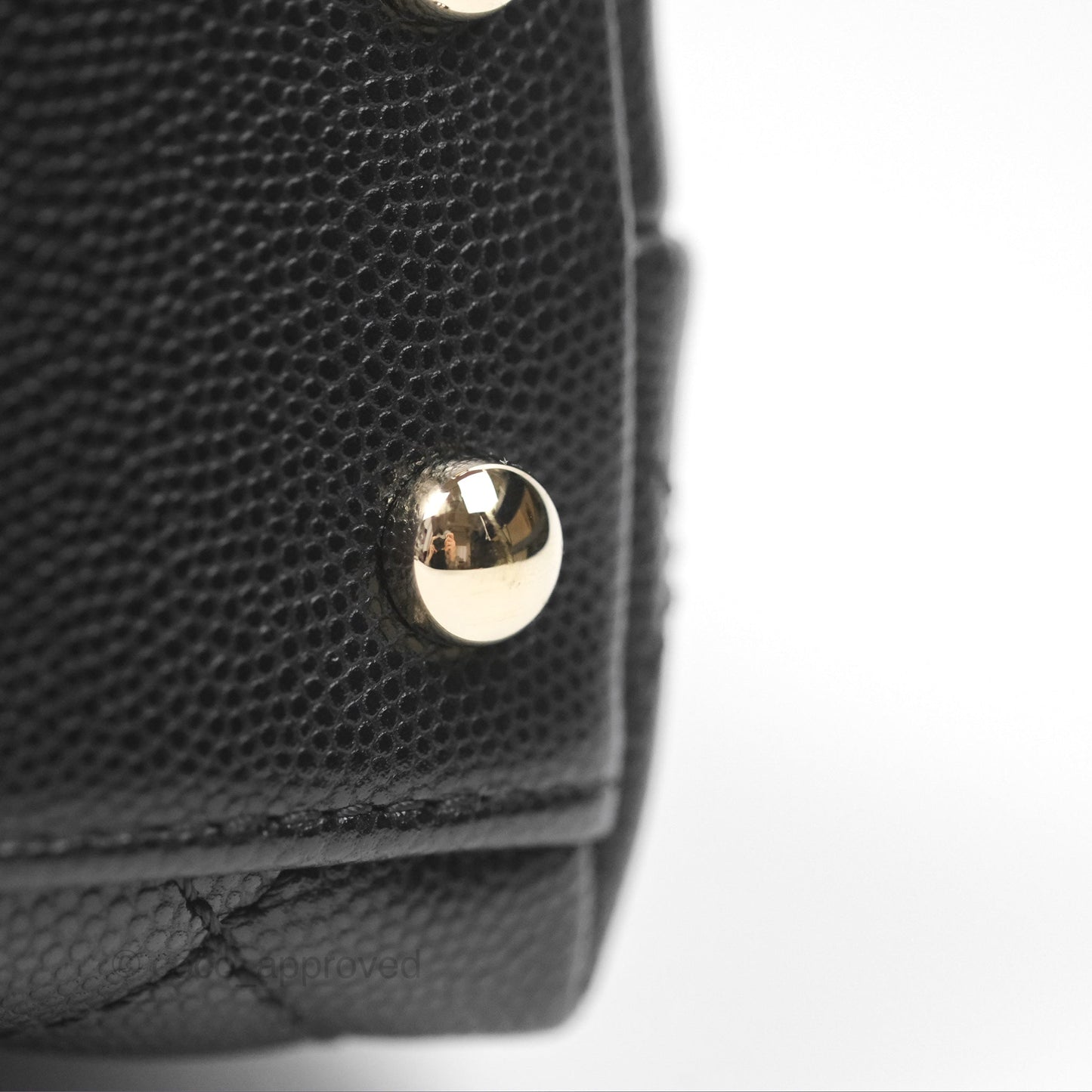 Chanel Mini Coco Handle Quilted Black Caviar Lizard Embossed Handle Gold Hardware