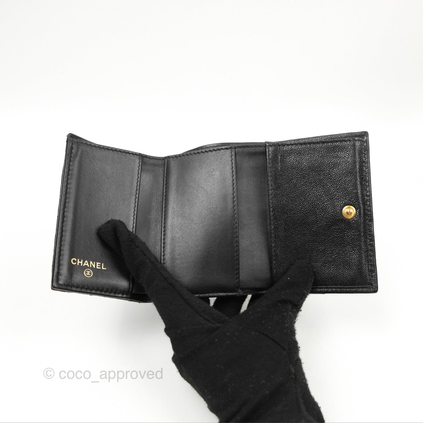 Chanel Quilted Small Boy Flap Wallet Black Caviar Gold Hardware