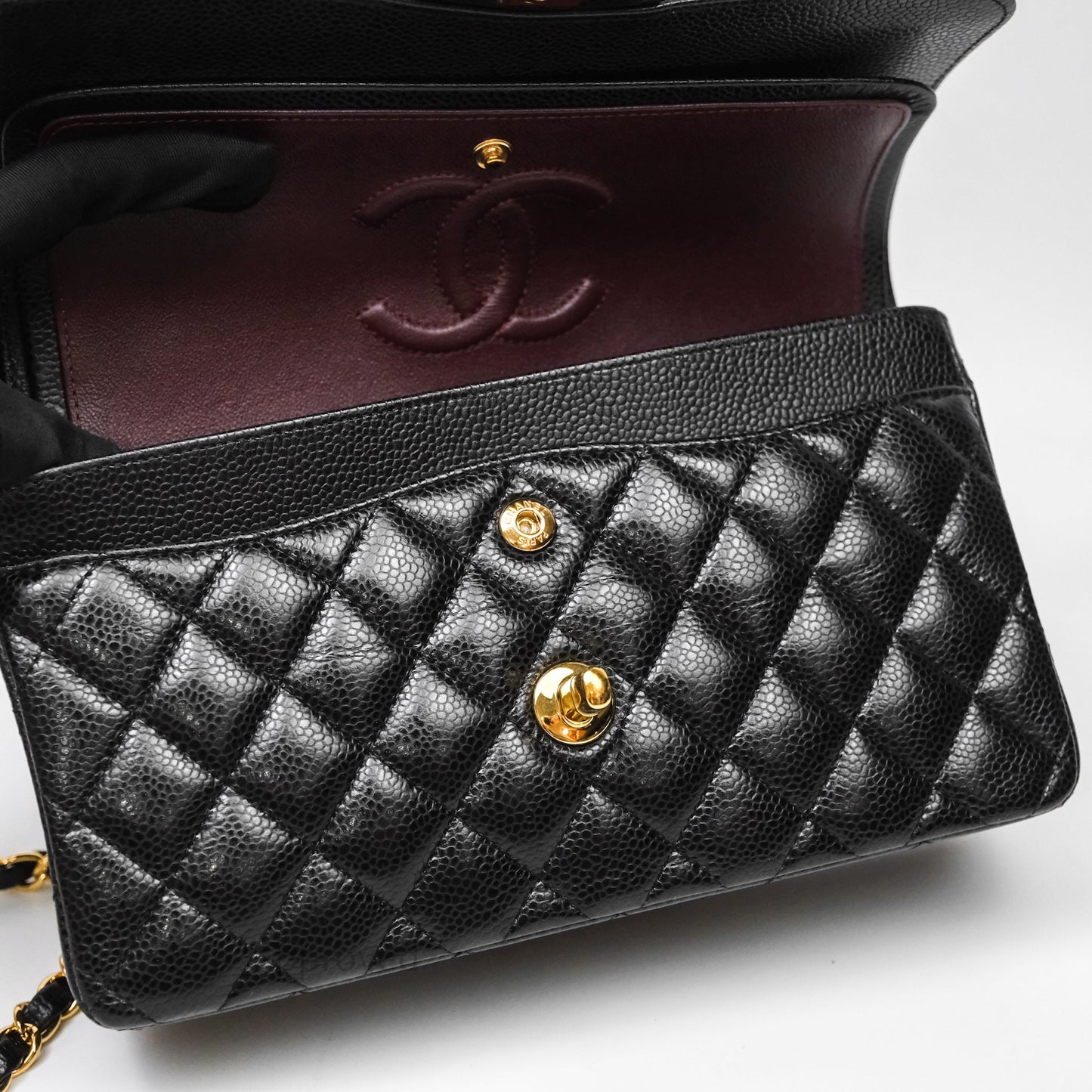 Chanel Small Classic Quilted Flap Black Caviar Gold Hardware