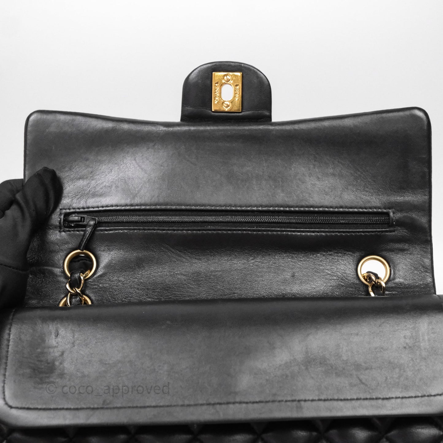 Chanel Vintage Classic M/L Medium Double Flap Black Lambskin 24K Gold Hardware