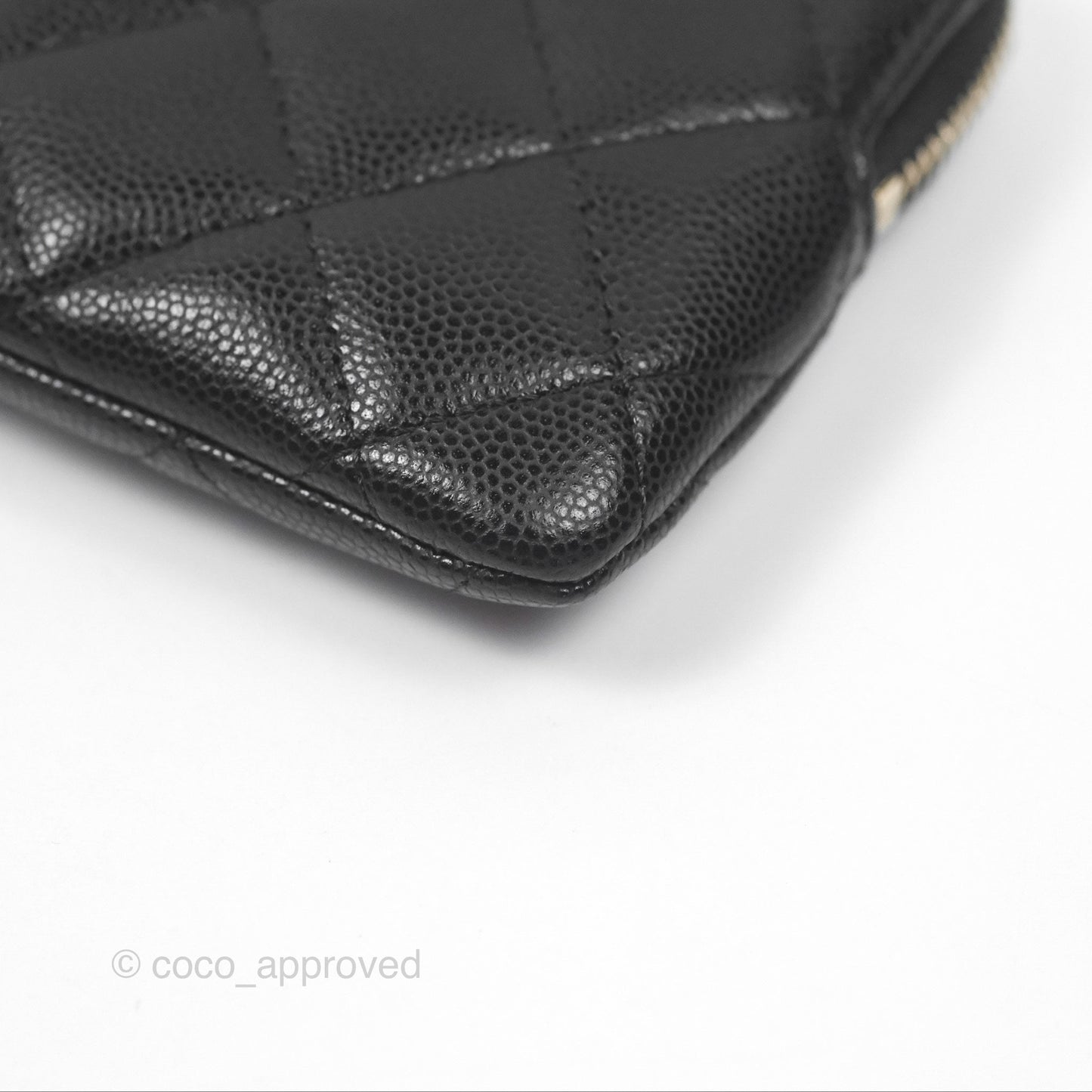 Chanel Quilted Classic Zip Card Holder Wallet Black Caviar Gold Hardware