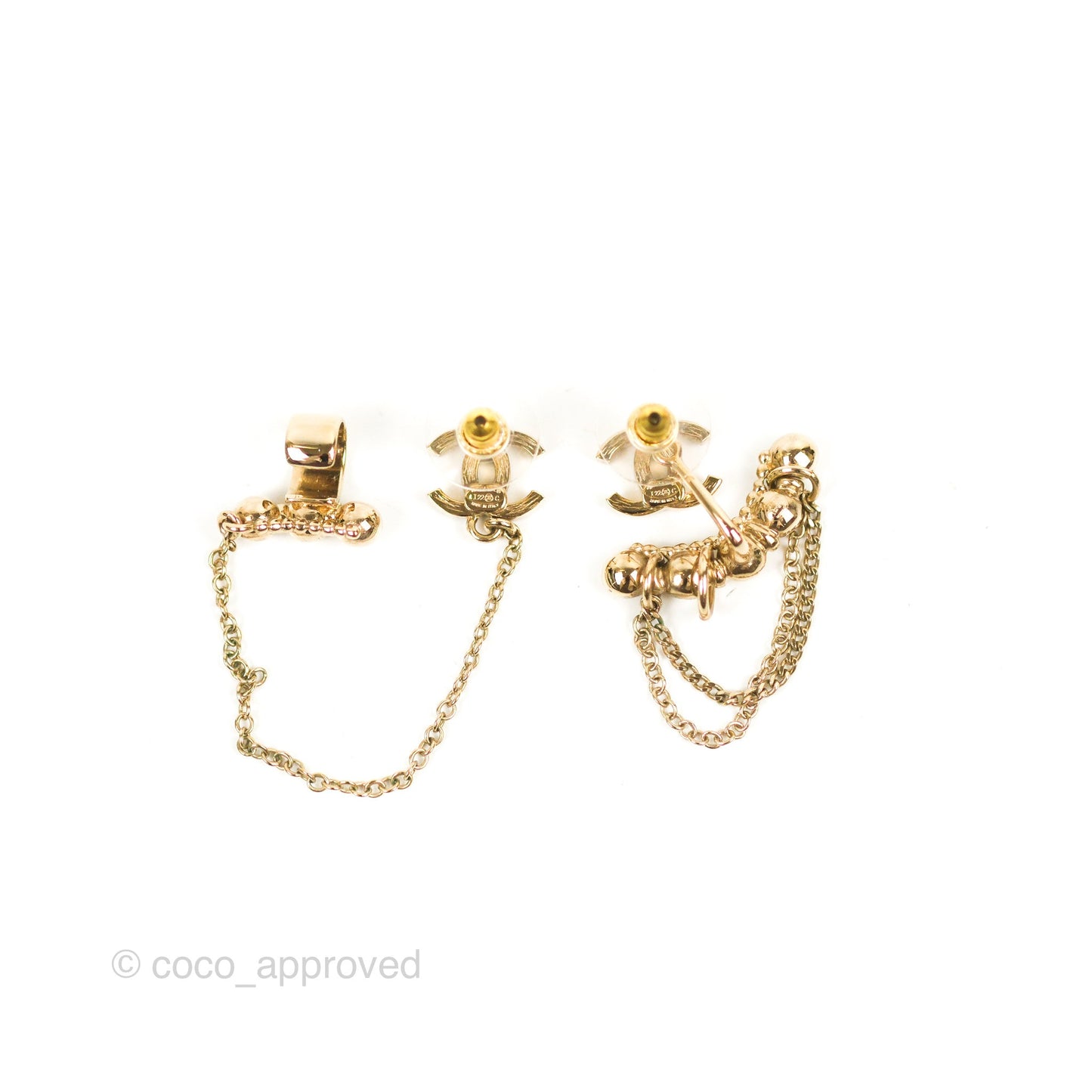 Chanel Crystal CC Earrings Earcuff Gold Tone 22C