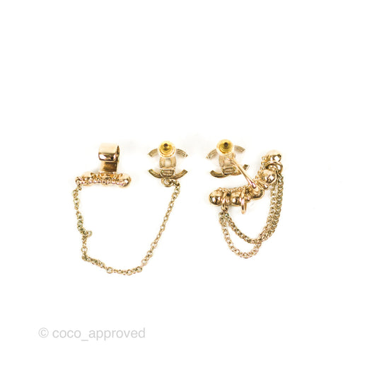 Chanel Crystal CC Earrings Earcuff Gold Tone 22C