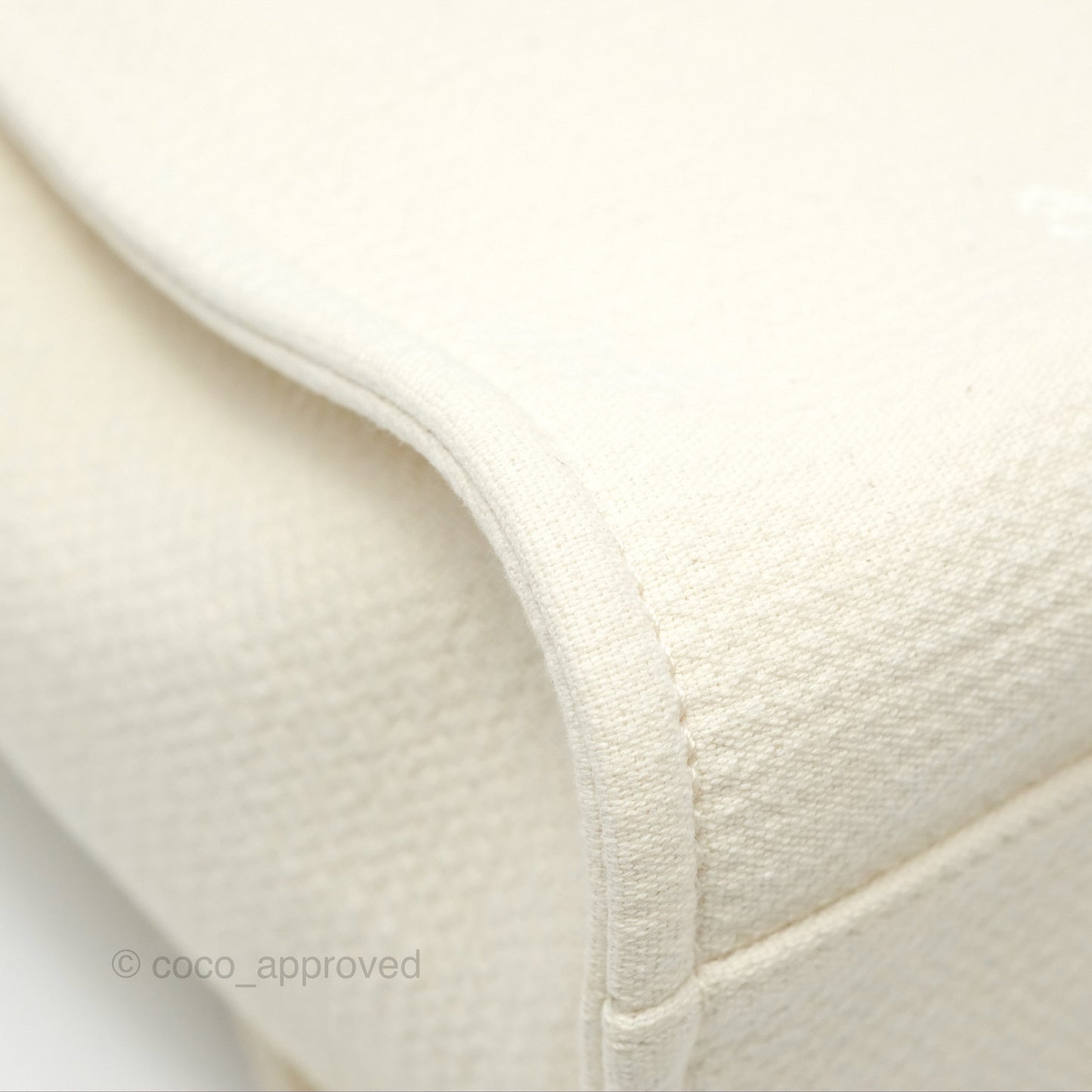 Chanel Medium Deauville Tote Ivory Cotton Silver Hardware