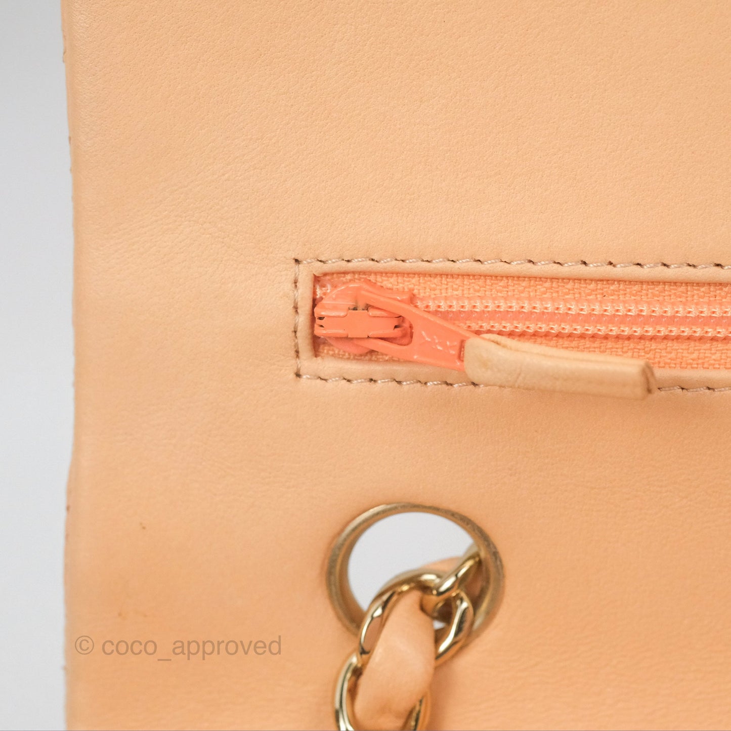 Chanel Classic M/L Medium Flap Quilted Beige Pink Lambskin Gold Hardware