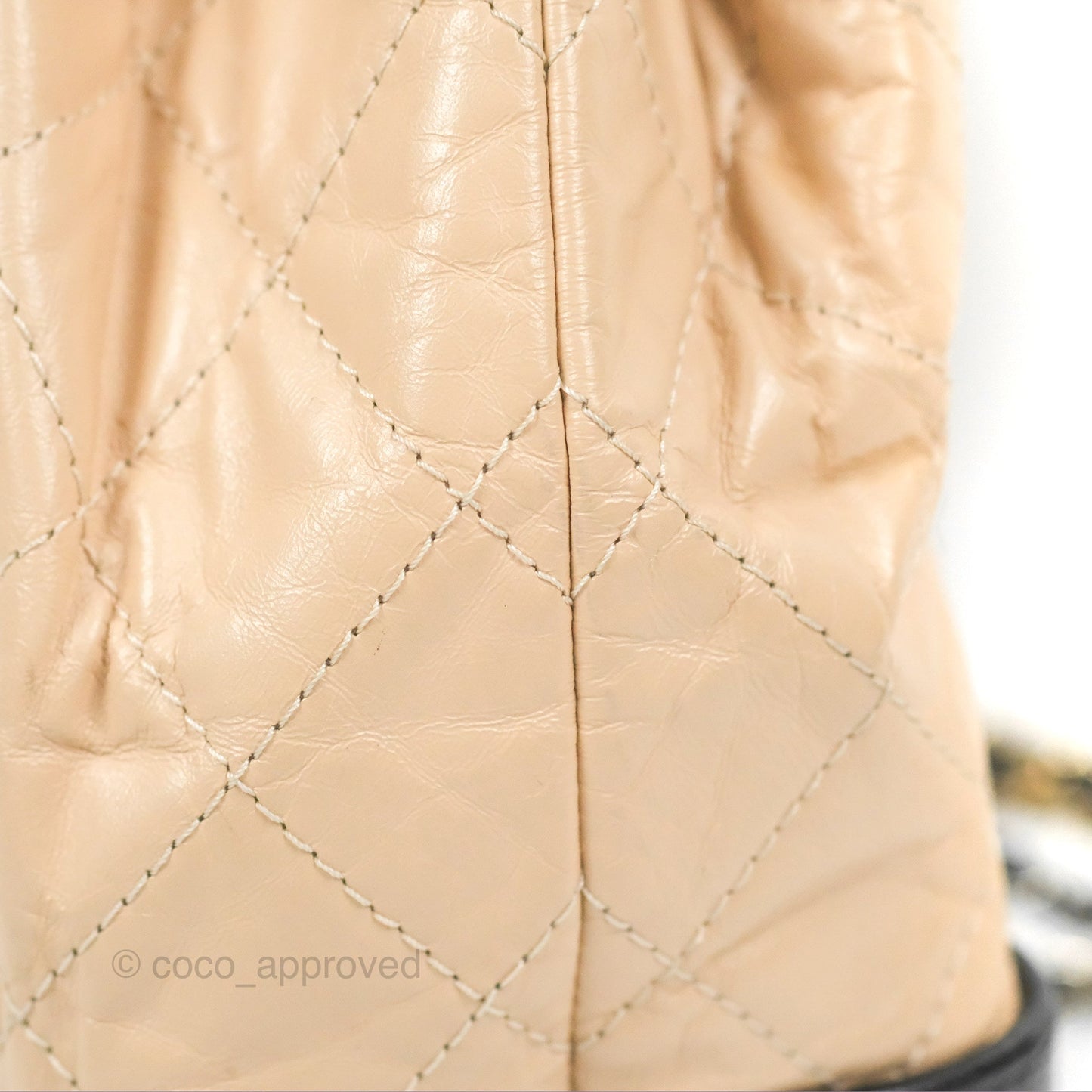 Chanel Small Gabrielle Backpack Beige Black Aged Calfskin