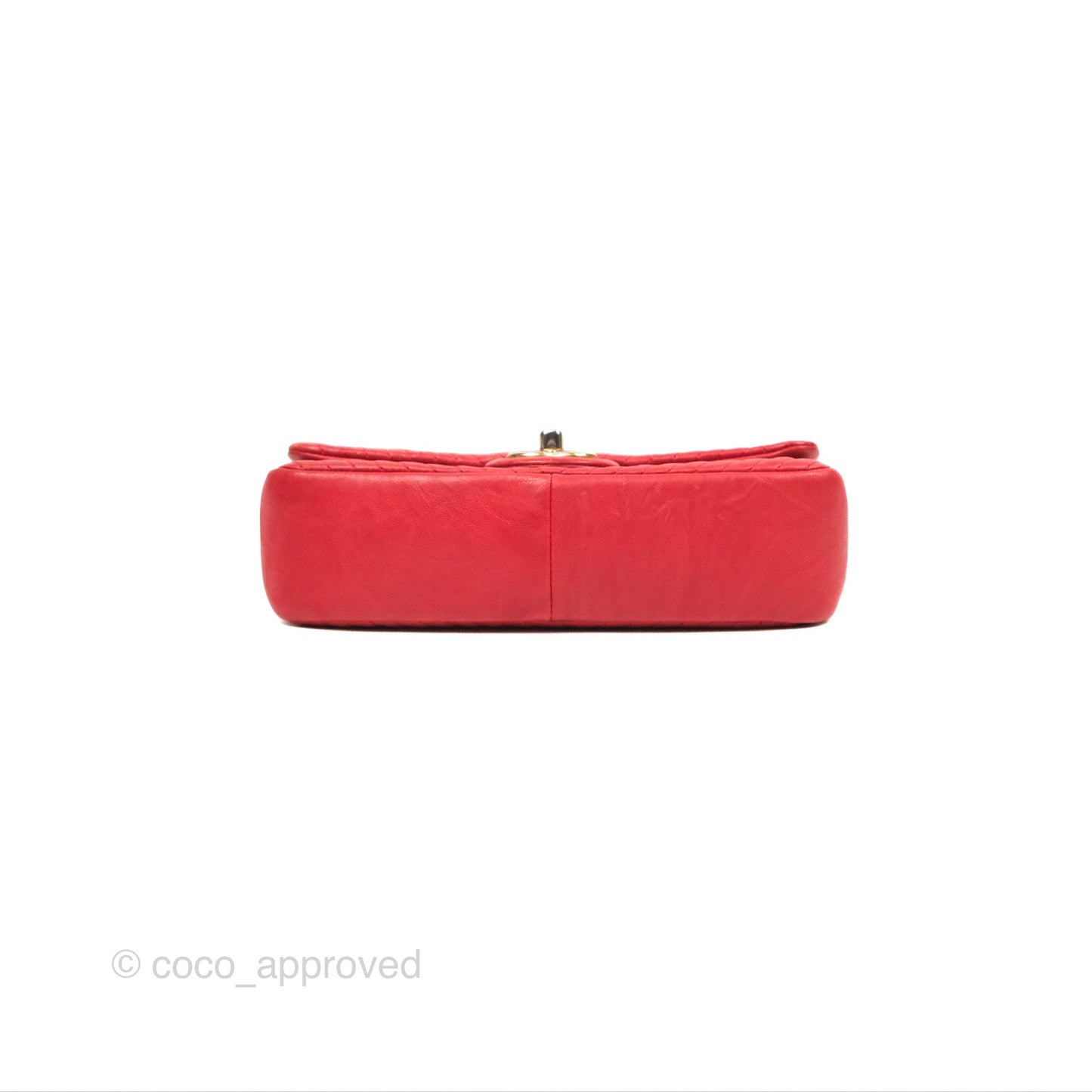 Chanel Small Chevron Surpique Flap Red Calfskin Aged Gold Hardware