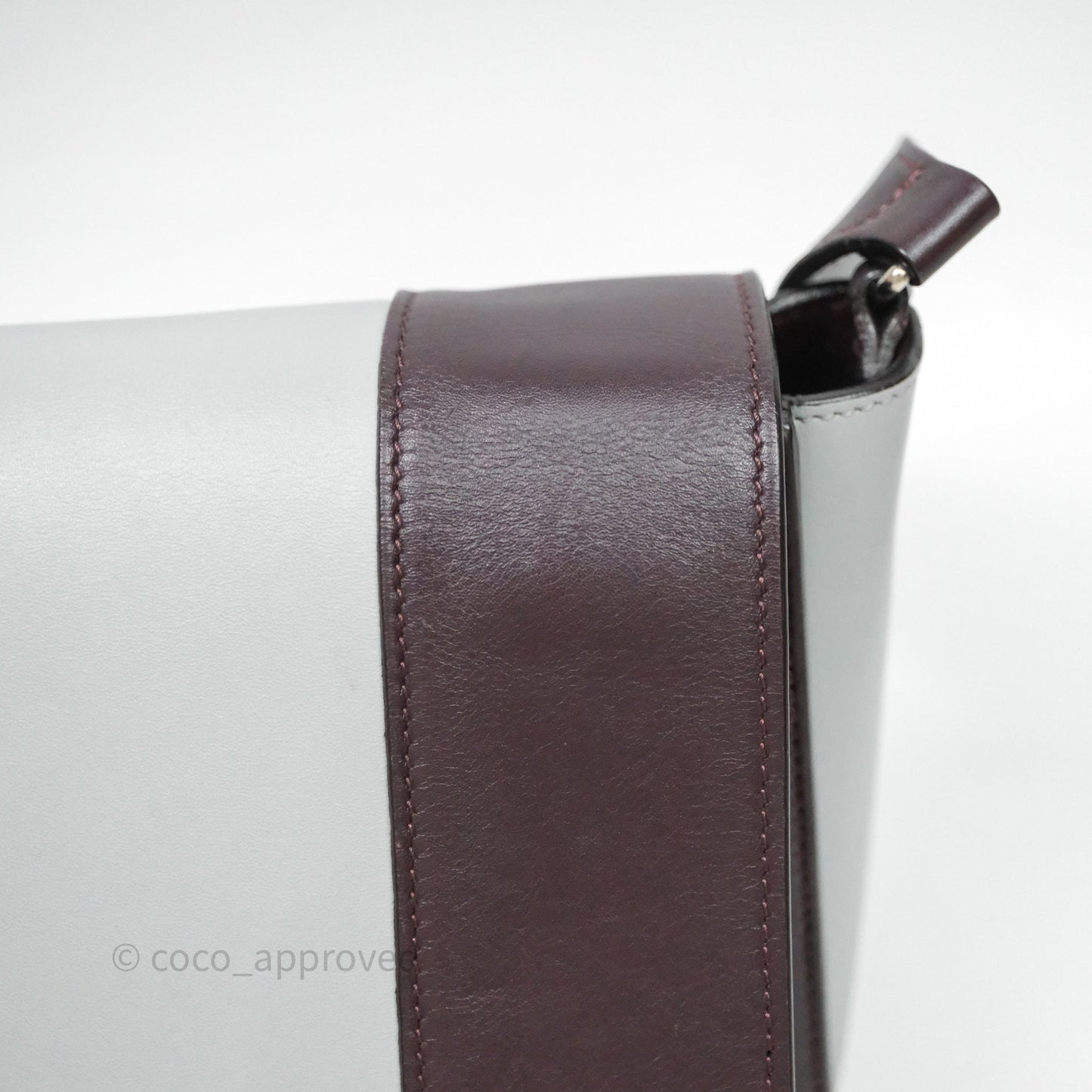 Celine Medium Frame Bag Burgundy / Pearl Blue Calfskin Silver Hardware