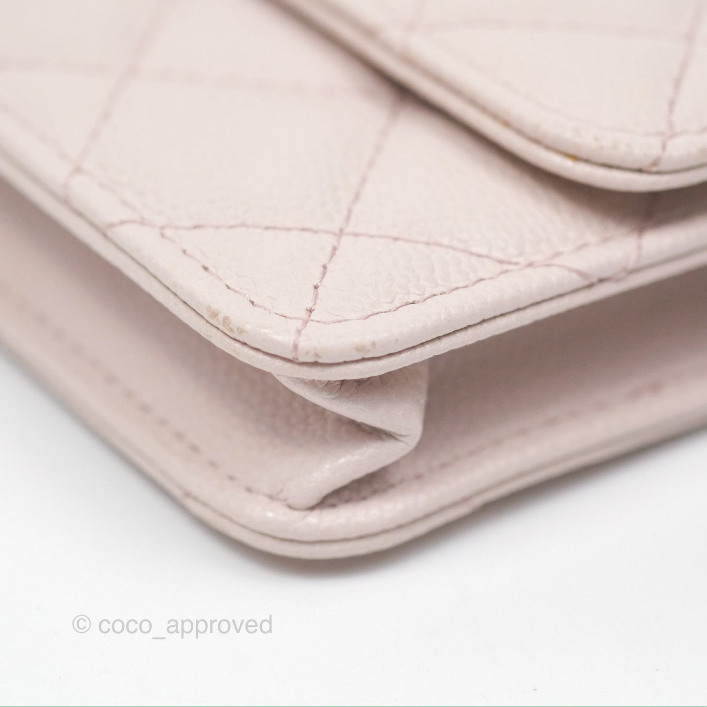 Chanel Miss Coco Clutch With Chain Quilted Lilac Pink Caviar Gold Hardware