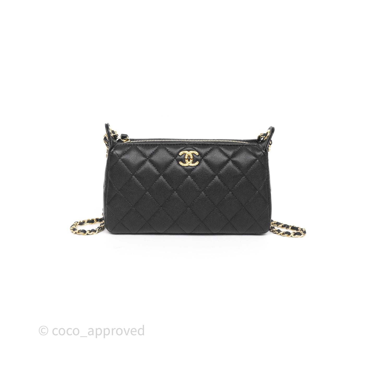 Chanel Clutch on Chain Black Caviar Gold Hardware 25A