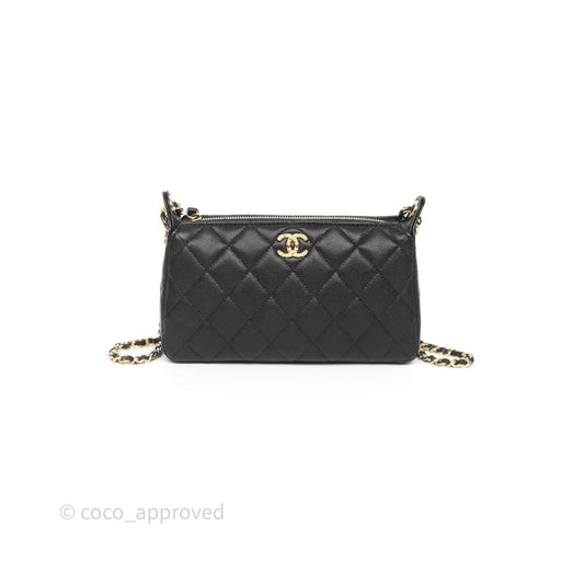 Chanel Clutch on Chain Black Caviar Gold Hardware 25A