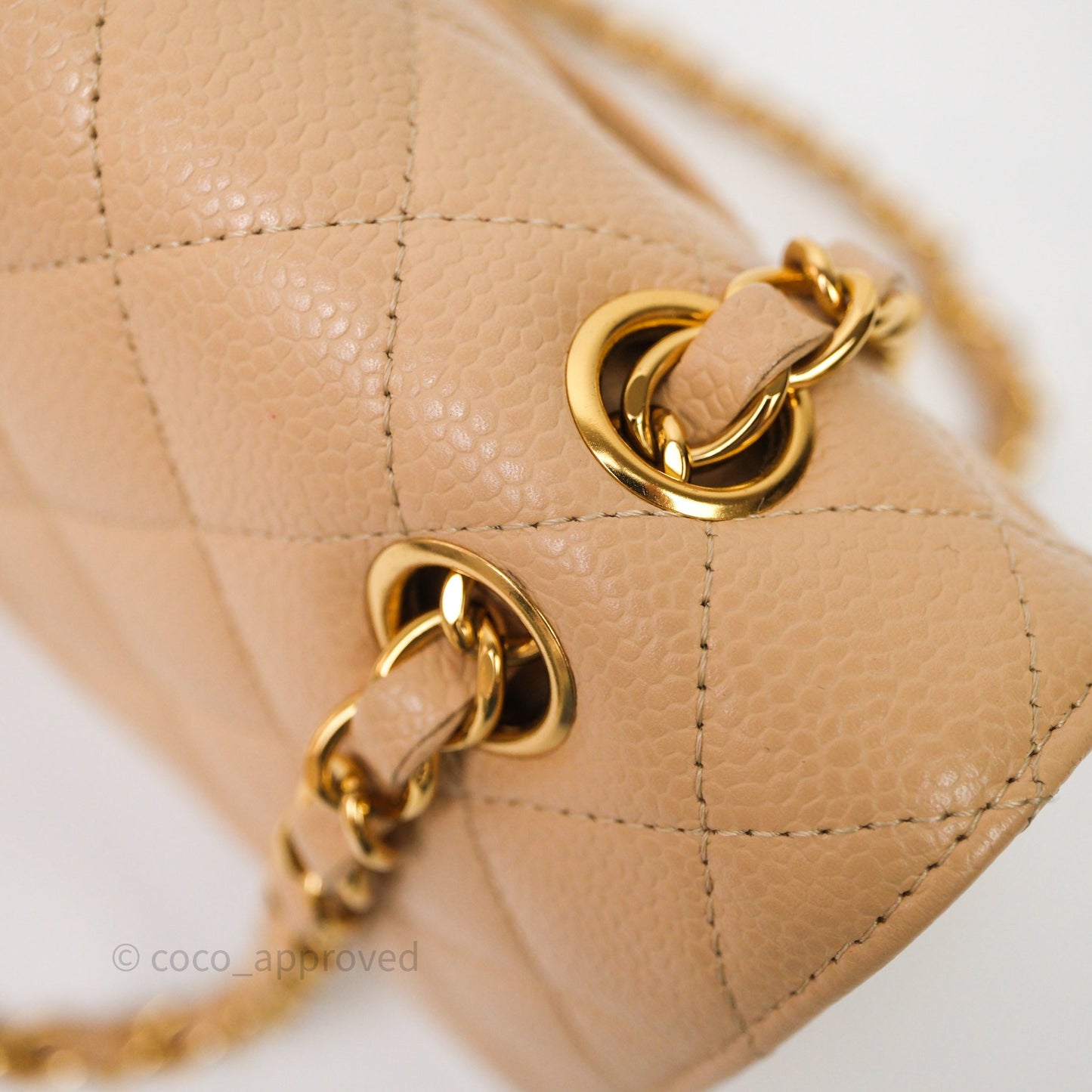 Chanel Classic M/L Medium Flap Quilted Beige Caviar Gold Hardware
