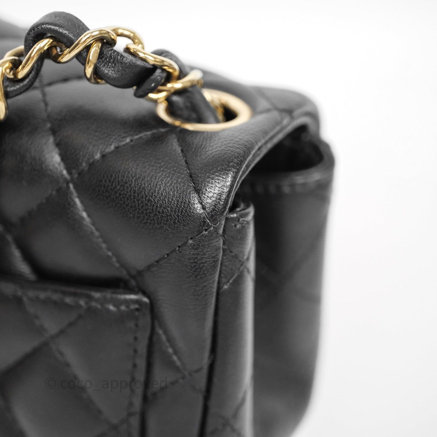 Chanel Mini Square Quilted Black Lambskin Gold Hardware