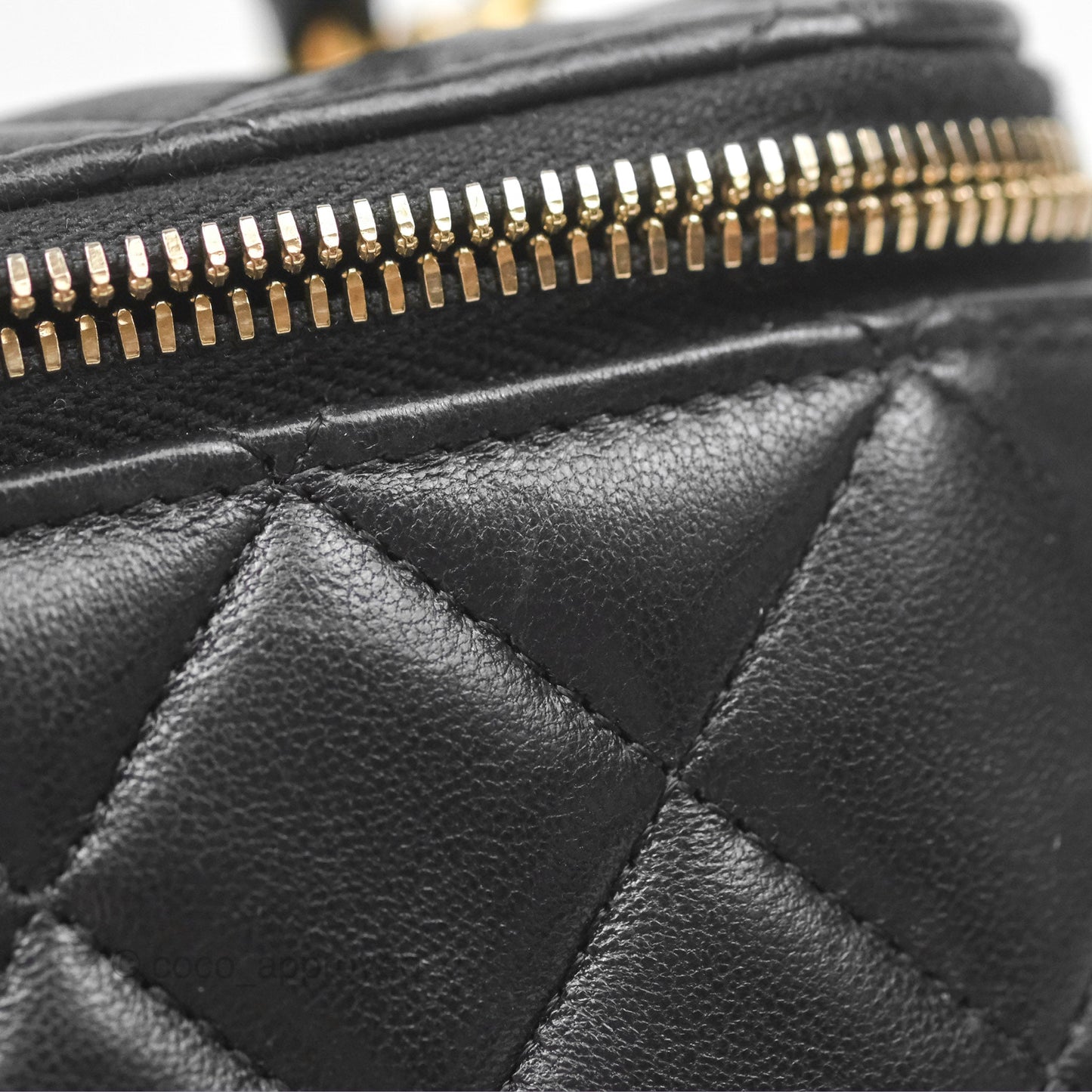 Chanel Vanity Rectangular Top Handle Black Lambskin Aged Gold Hardware