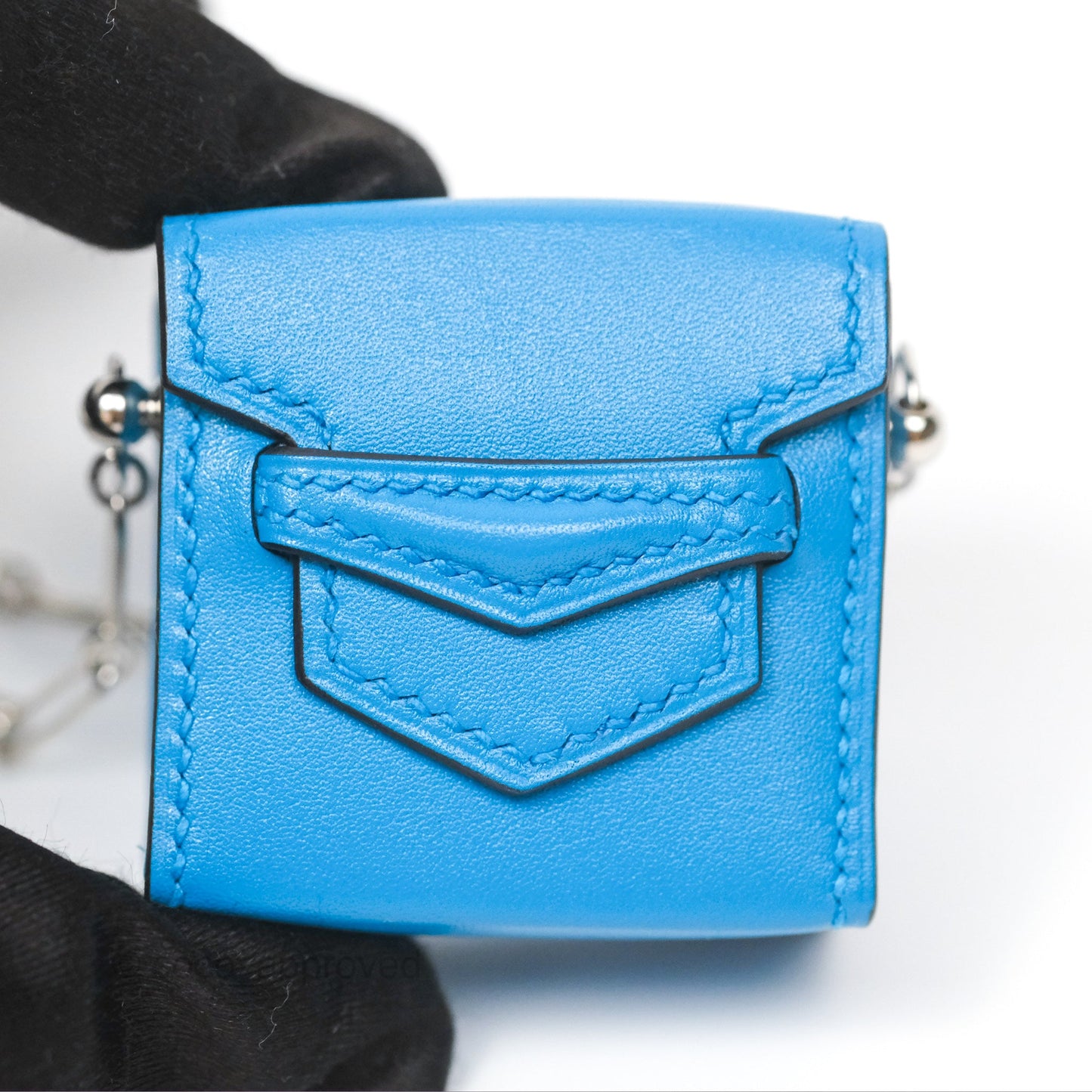 Hermes Micro Paperclip Chain Bag Blue