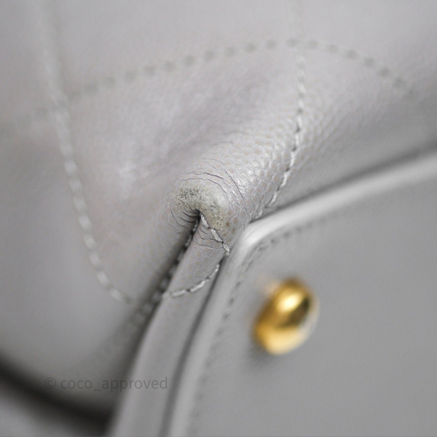 Chanel Drawstring Bucket Bag Grey Grained Calfskin Aged Gold Hardware