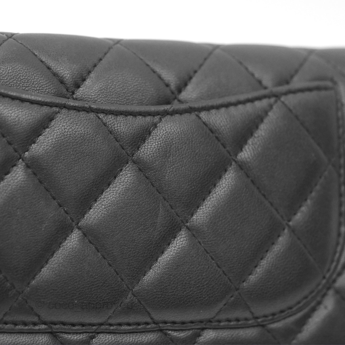 Chanel Classic Quilted Long Wallet Black Lambskin Silver Hardware