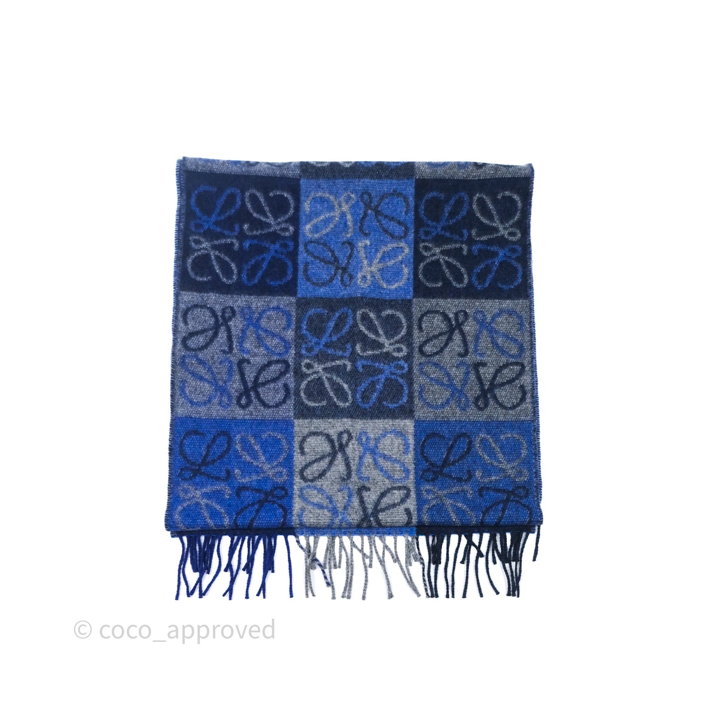 Loewe Anagram Wool Cashmere Scarf Blue/Grey