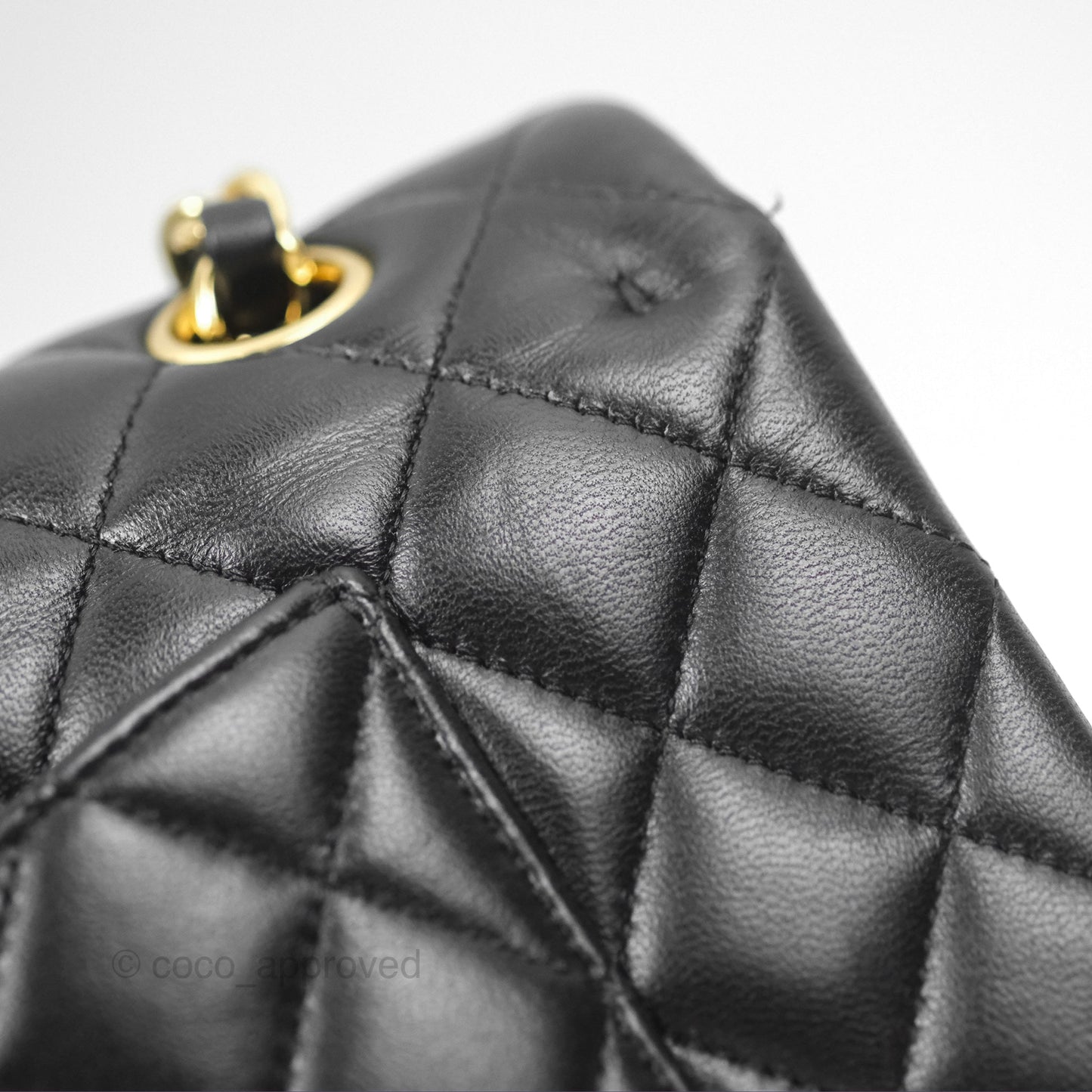 Chanel Classic M/L Medium Flap Quilted Black Lambskin Gold Hardware