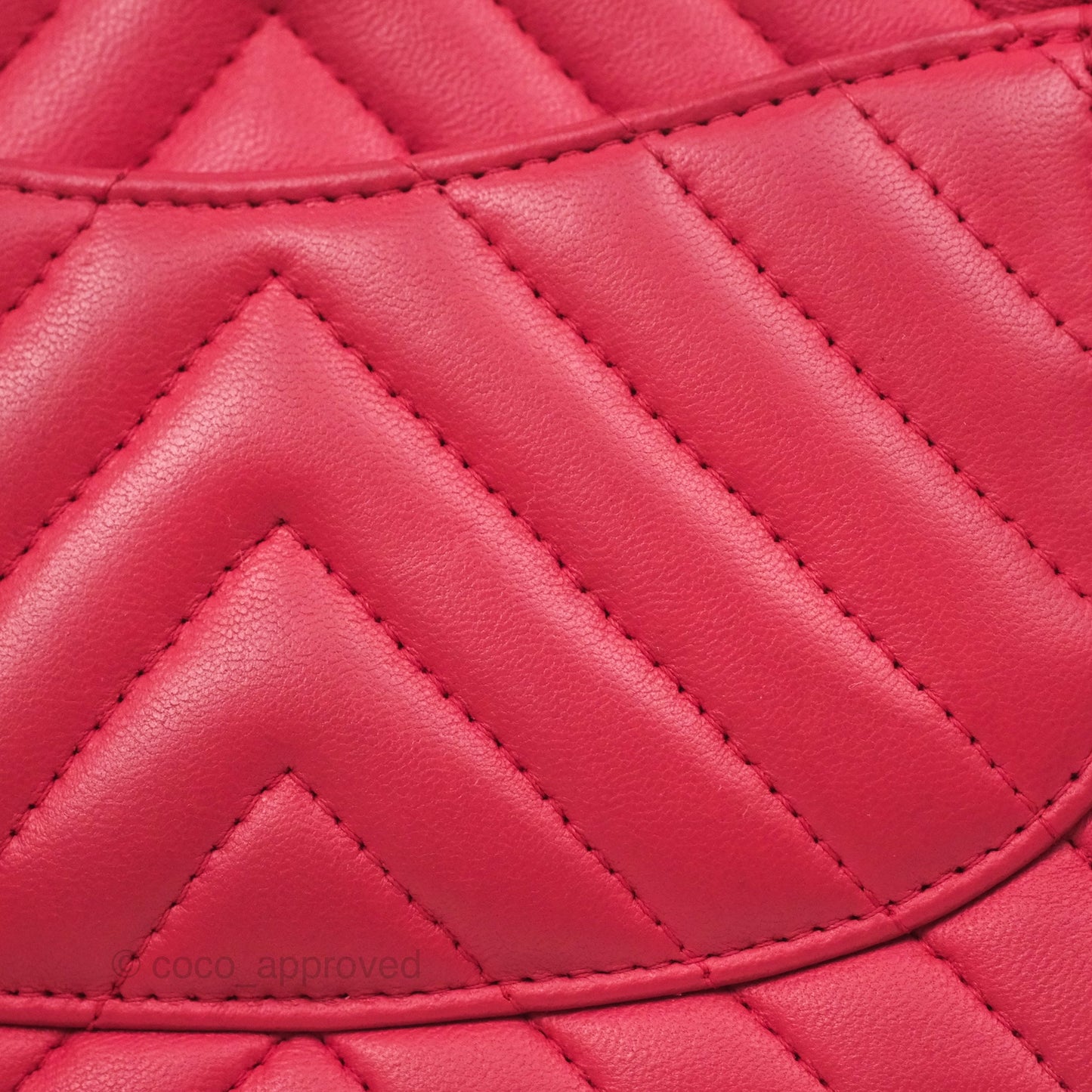 Chanel Mini Square Flap Chevron Dark Pink Lambskin Gold Hardware