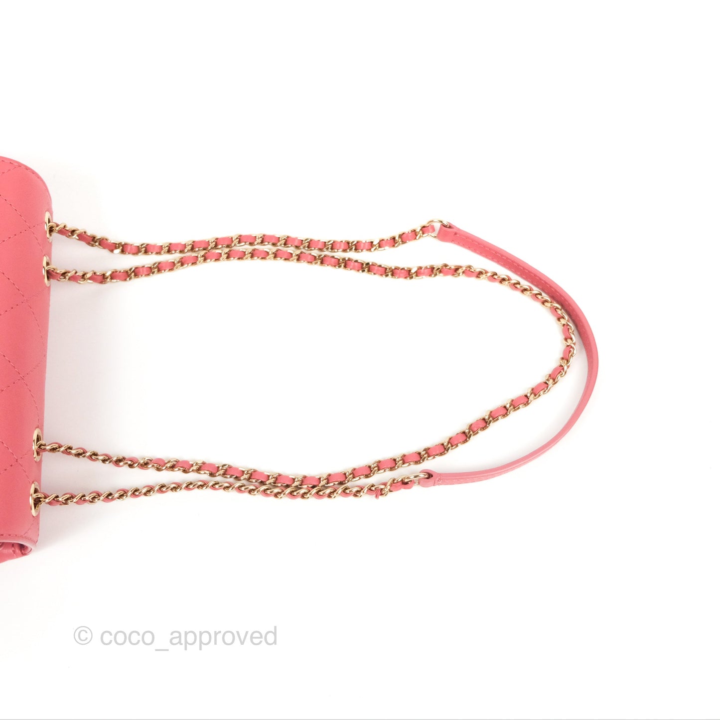 Chanel Small Flat Quilt Round Flap Bag Pink Calfskin Gold Hardware