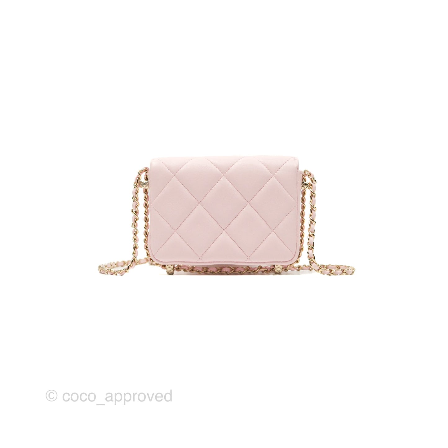 Chanel Mini Chain Around Clutch With Chain Pink Lambskin Gold Hardware 22S