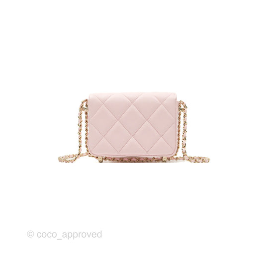 Chanel Mini Chain Around Clutch With Chain Pink Lambskin Gold Hardware 22S