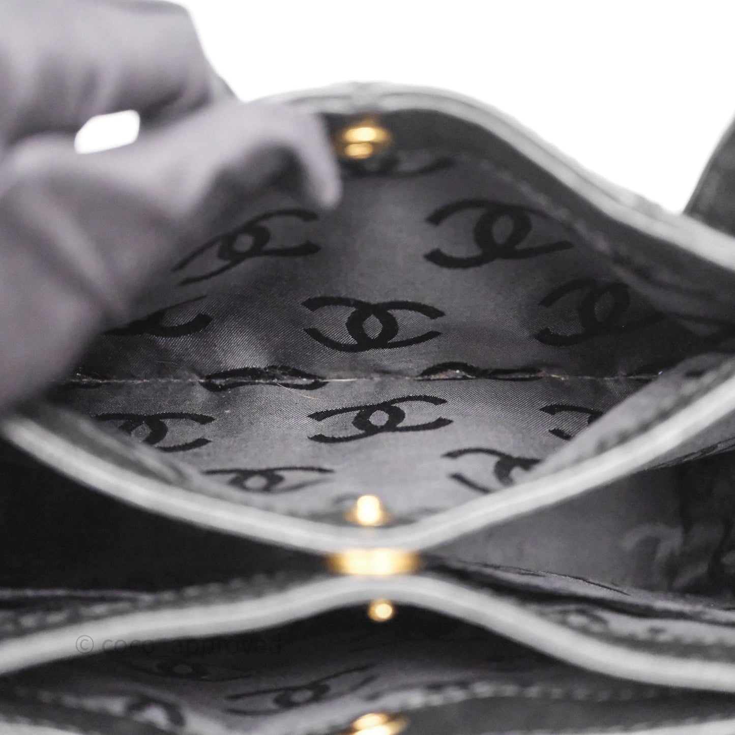 Chanel Vintage Quilted CC Tote Bag Matte Black Calfskin Gold Hardware
