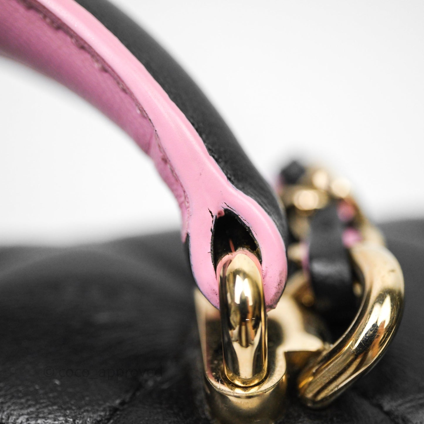 Chanel Top Handle Mini Rectangular Flap Black/Pink Lambskin Gold Hardware 23P